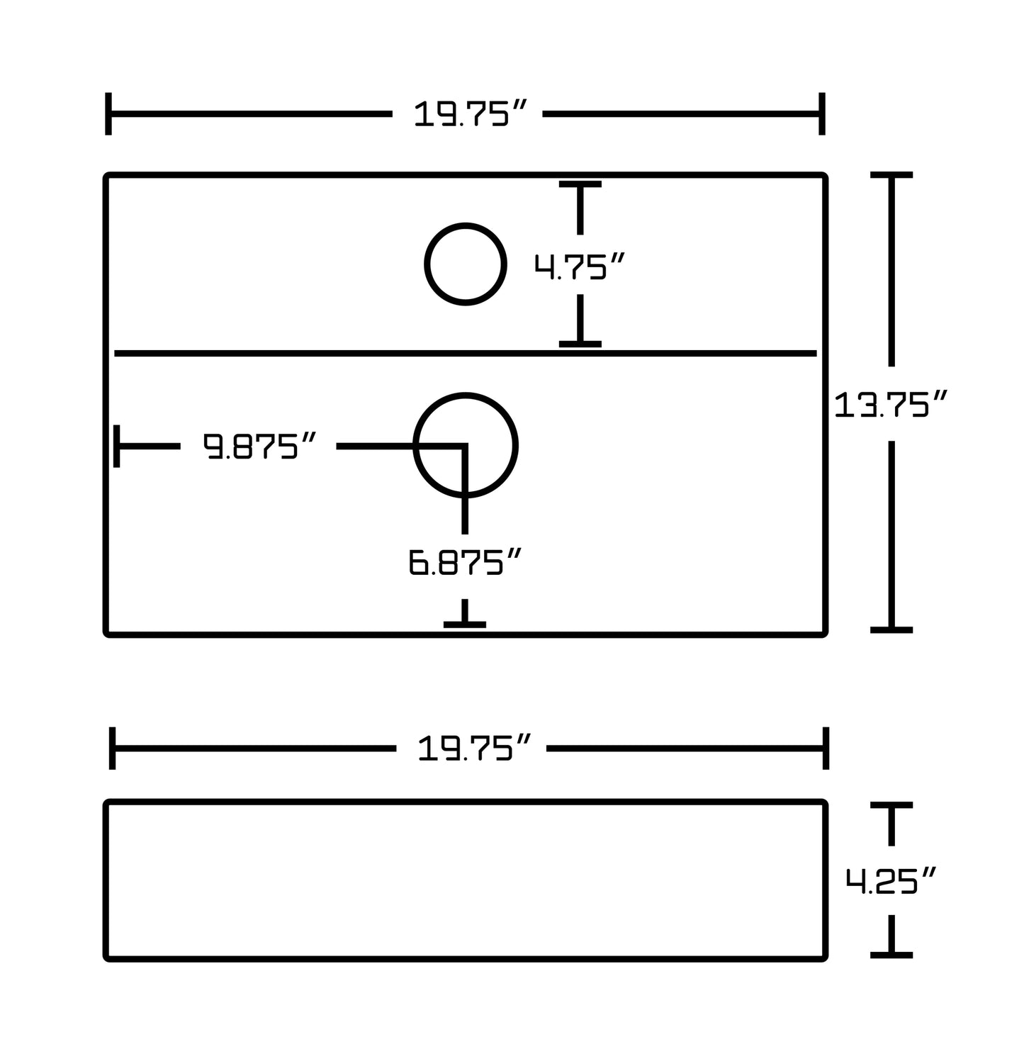 19.75-in. x 13.75-in. Rectangle Bathroom Vessel Sink White Enamel Glaze