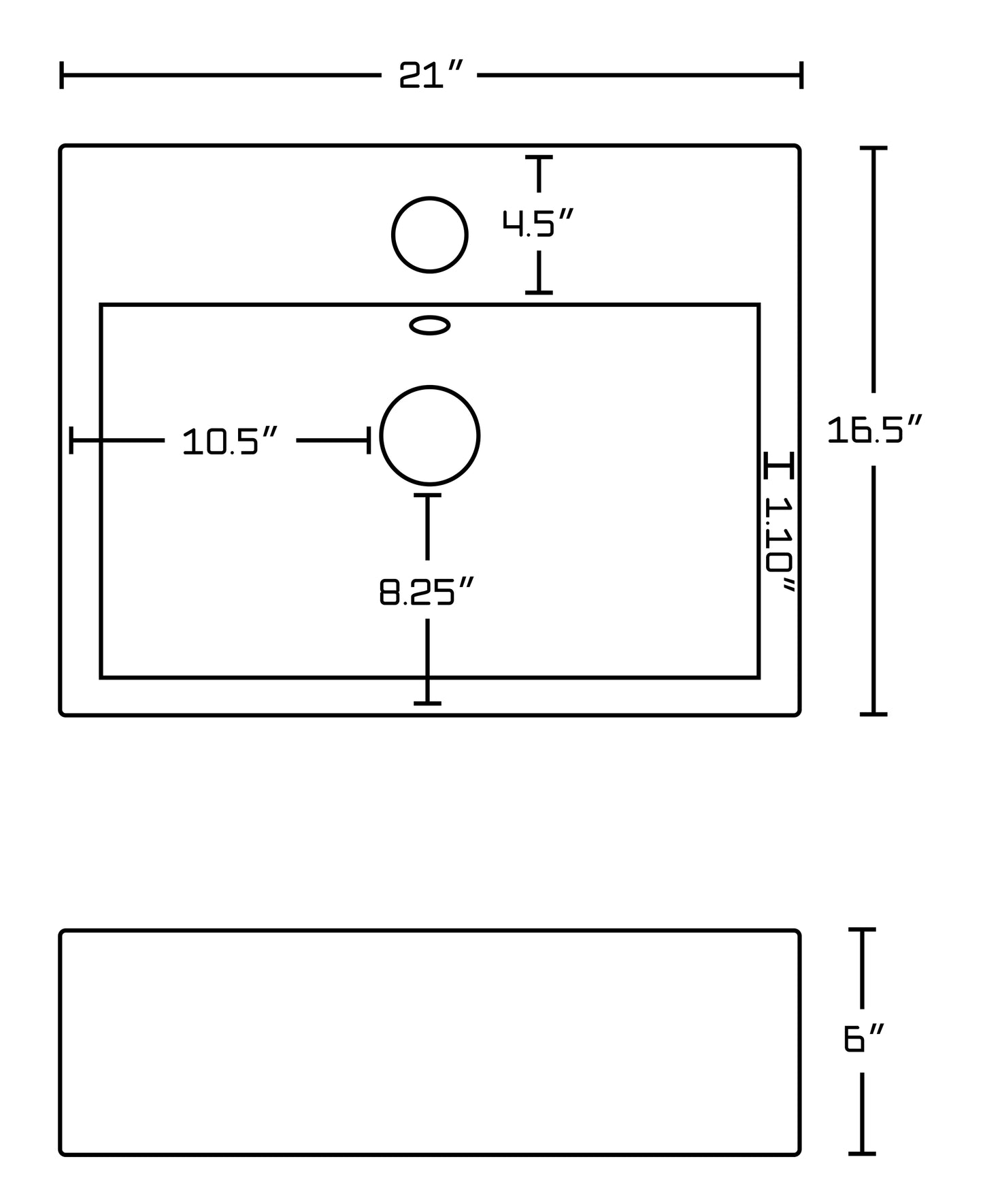 21-in. x 16.5-in. Rectangle Bathroom Vessel Sink White Enamel Glaze