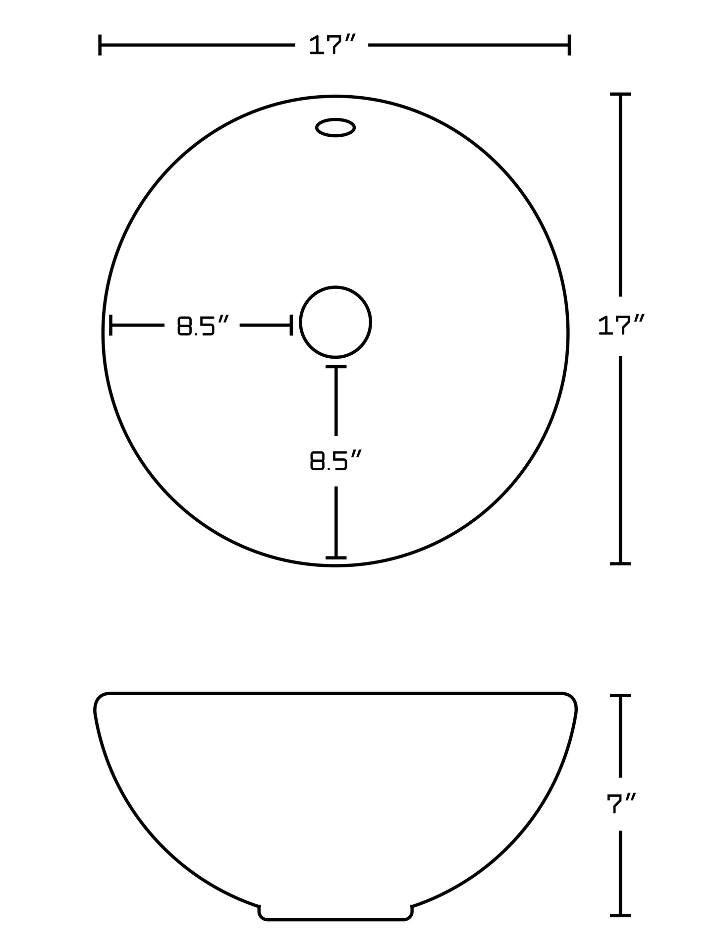 17-in. x 17-in. Round Bathroom Vessel Sink White Enamel Glaze