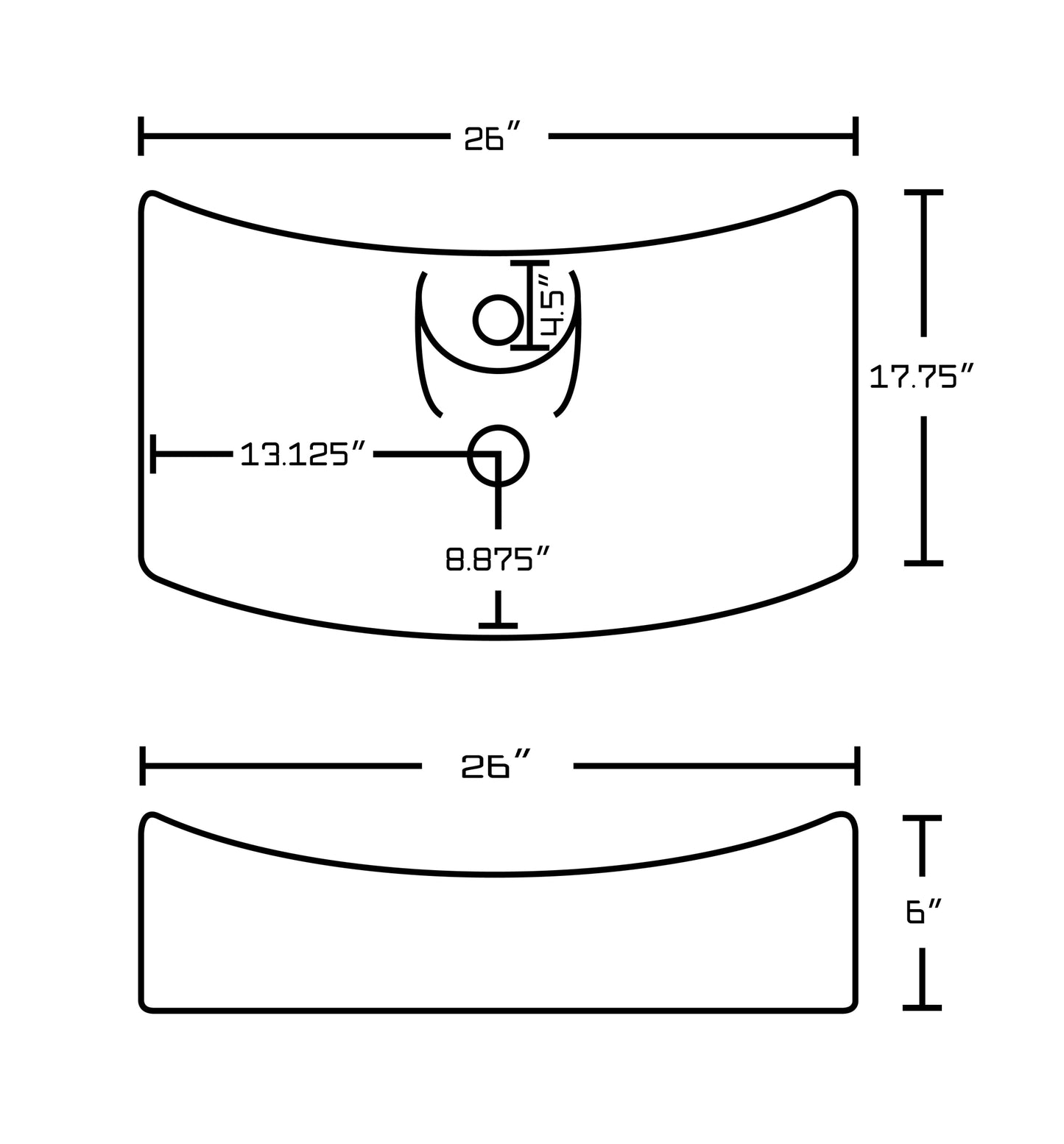 26-in. x 17.75-in. Rectangle Bathroom Vessel Sink White Enamel Glaze