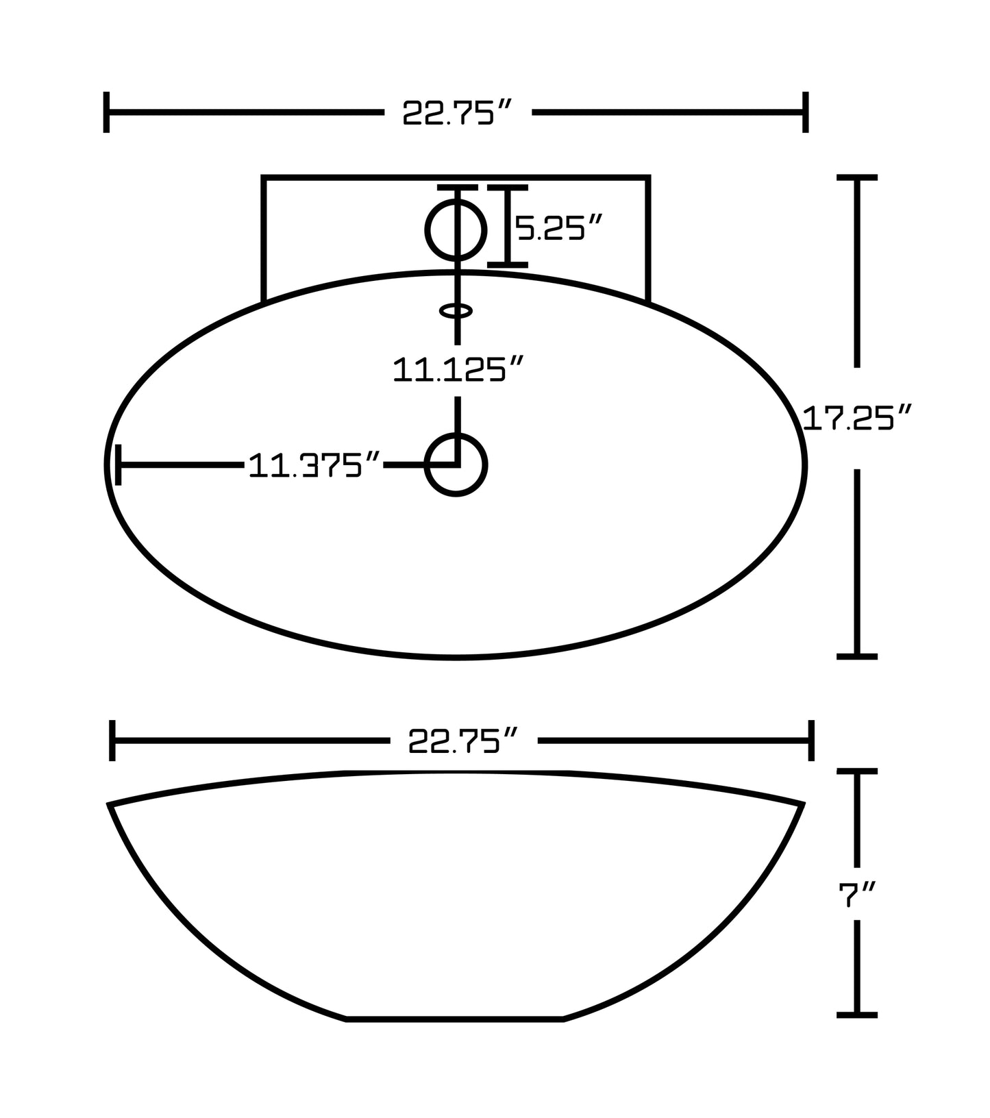 22.75-in. x 17.25-in. Oval Bathroom Vessel Sink White Enamel Glaze