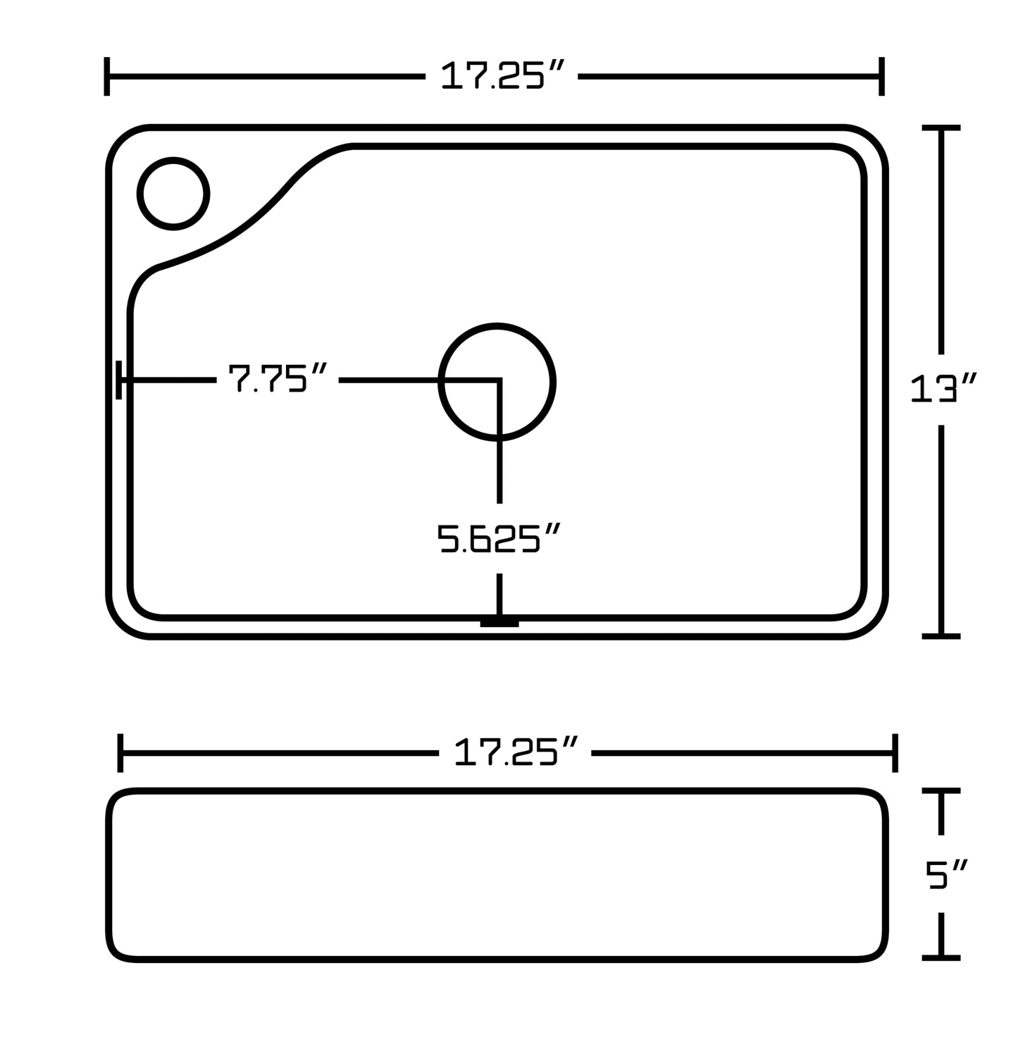 17.25-in. x 13-in. Rectangle Bathroom Vessel Sink White Enamel Glaze