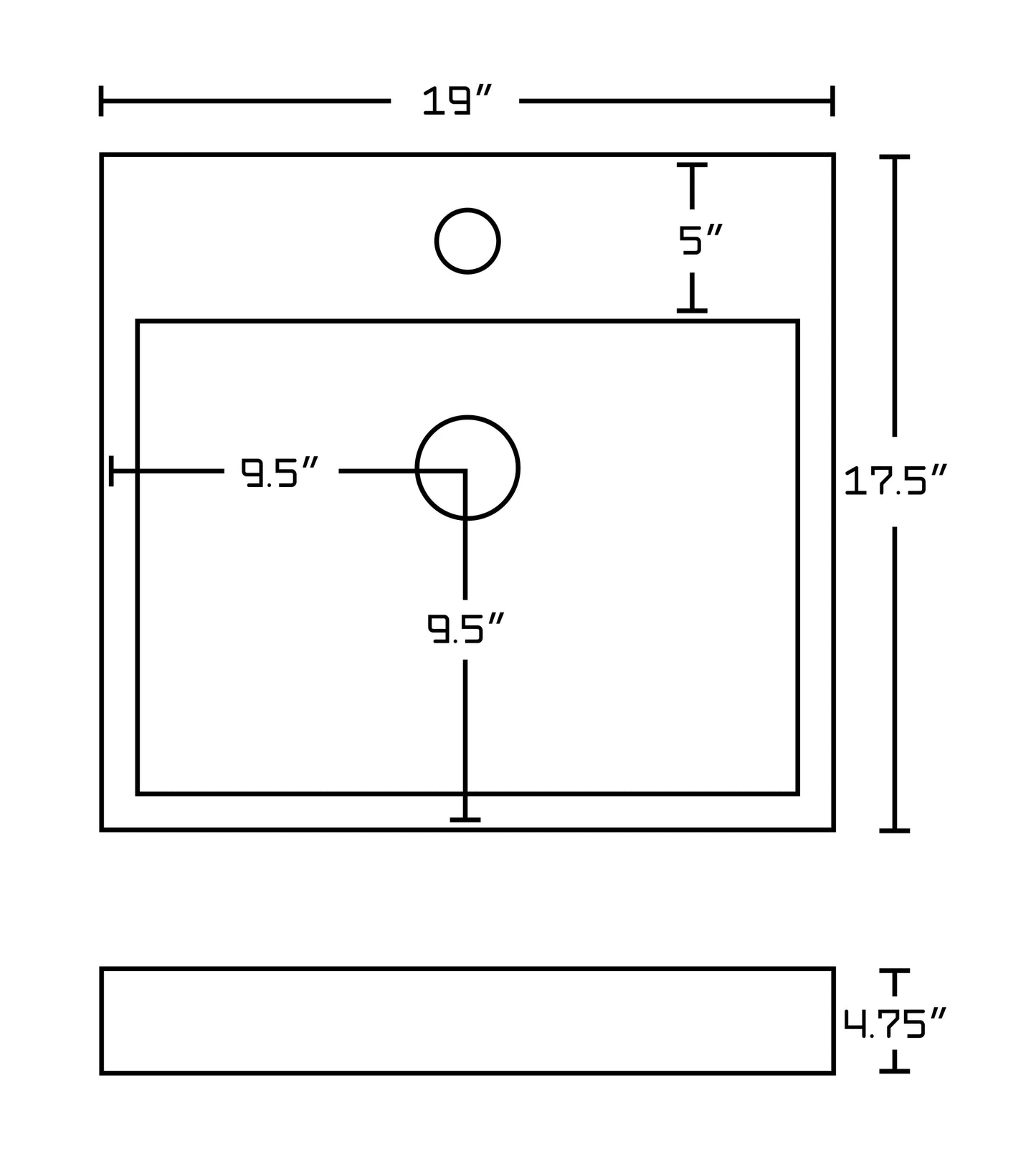 19-in. x 17.5-in. Rectangle Bathroom Vessel Sink White Enamel Glaze