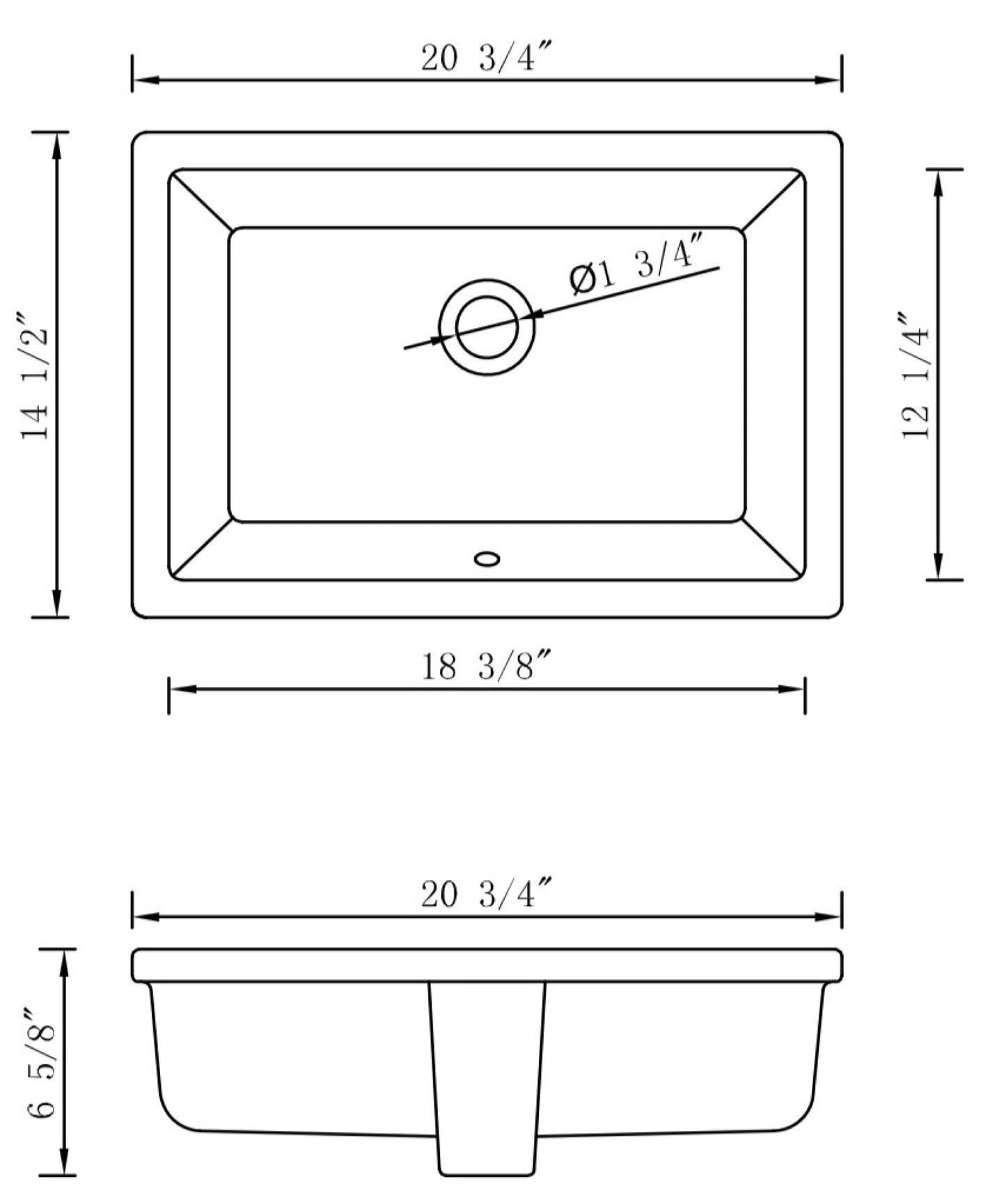 20.75-in. x 14.5-in. Ceramic Bathroom Undermount Sink In White CUPC