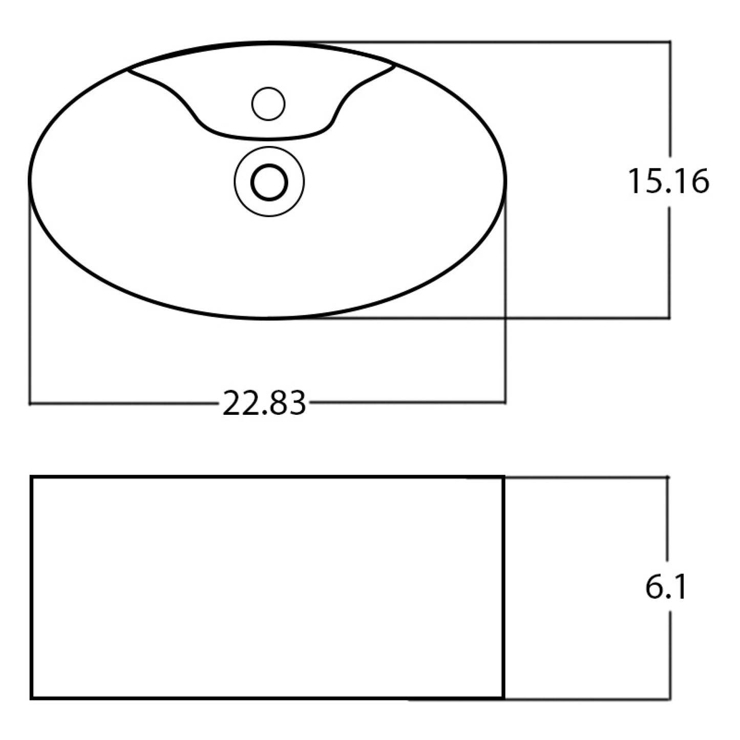 22.83-in. x 15.16-in. Oval Bathroom Vessel Sink White Enamel Glaze