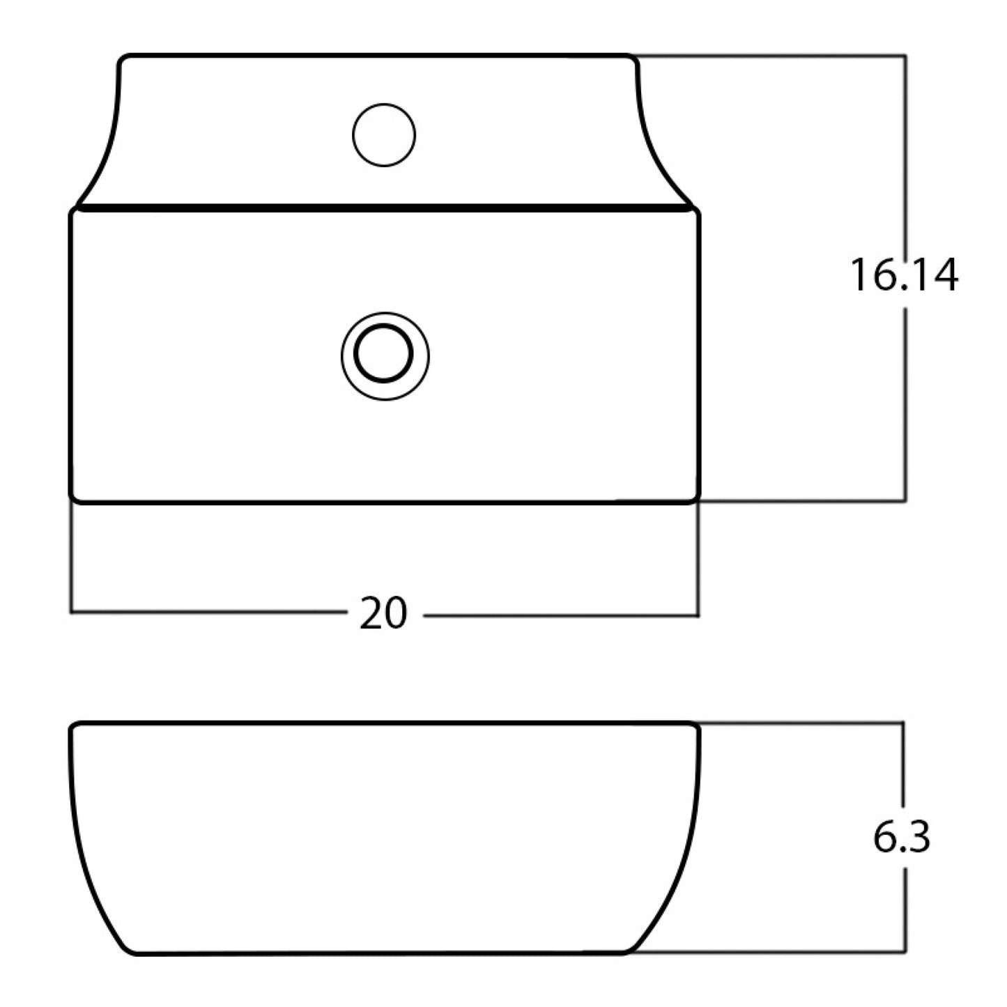 20-in. x 16.14-in. Rectangle Bathroom Vessel Sink White Enamel Glaze