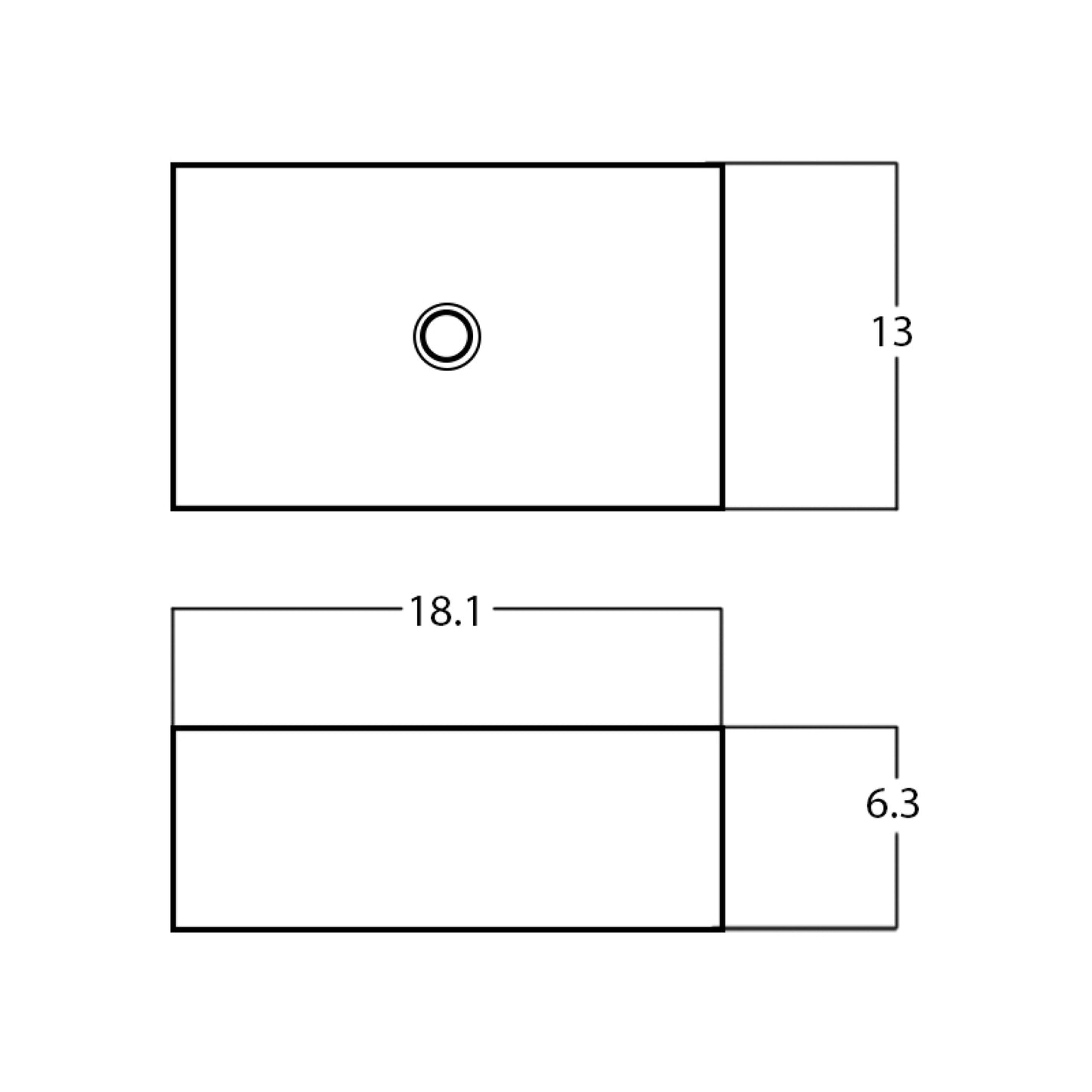 18.1-in. x 13-in. Rectangle Bathroom Vessel Sink White Enamel Glaze