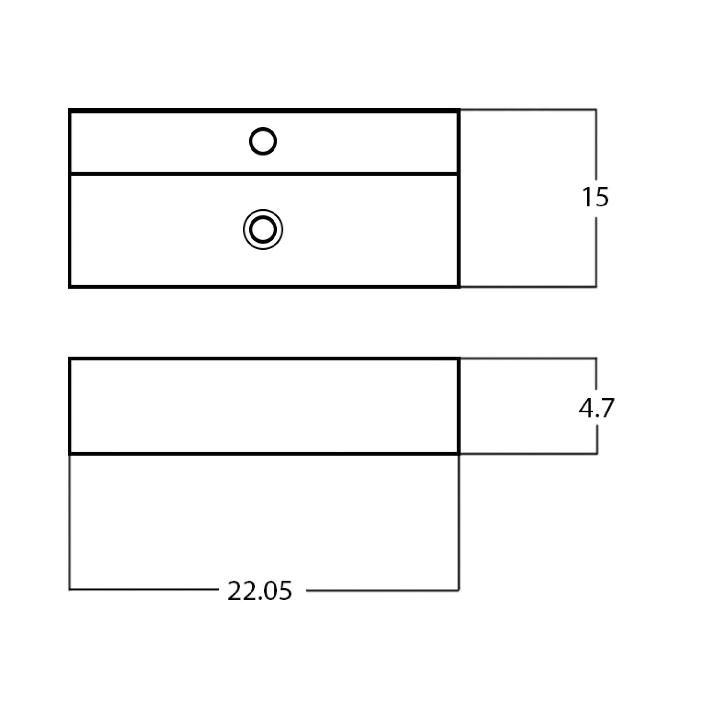 22.05-in. x 15-in. Rectangle Bathroom Vessel Sink White Enamel Glaze