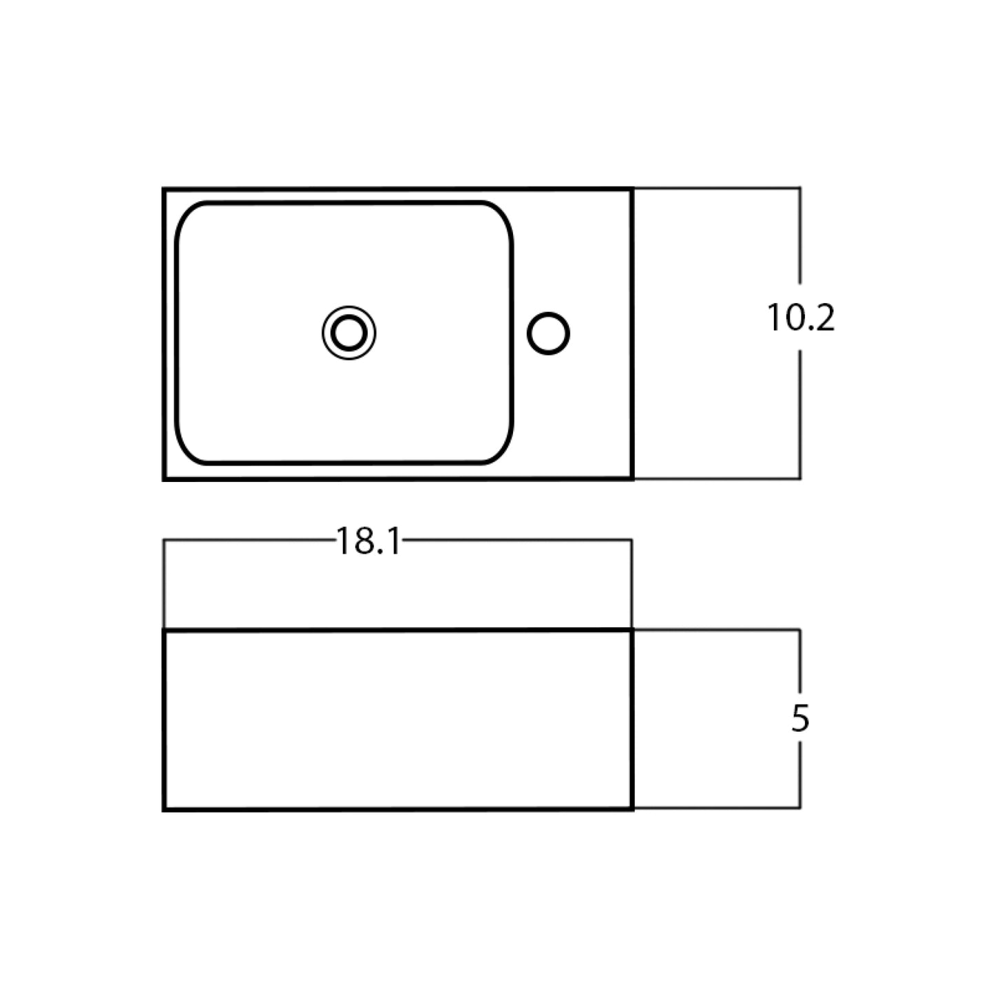18.1-in. x 10.2-in. Rectangle Bathroom Vessel Sink White Enamel Glaze
