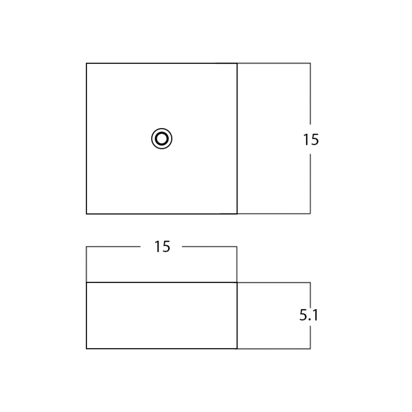 15-in. x 15-in. Square Bathroom Vessel Sink White Enamel Glaze