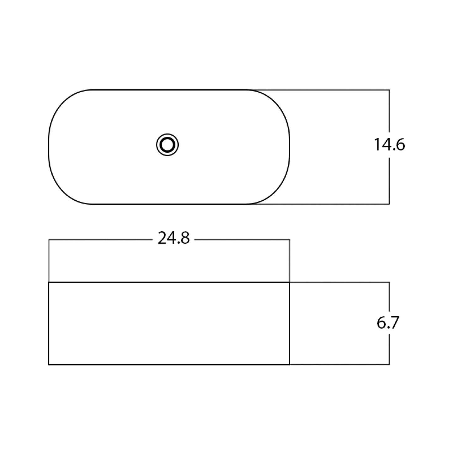 24.8-in. x 14.6-in. Oval Bathroom Vessel Sink White Enamel Glaze