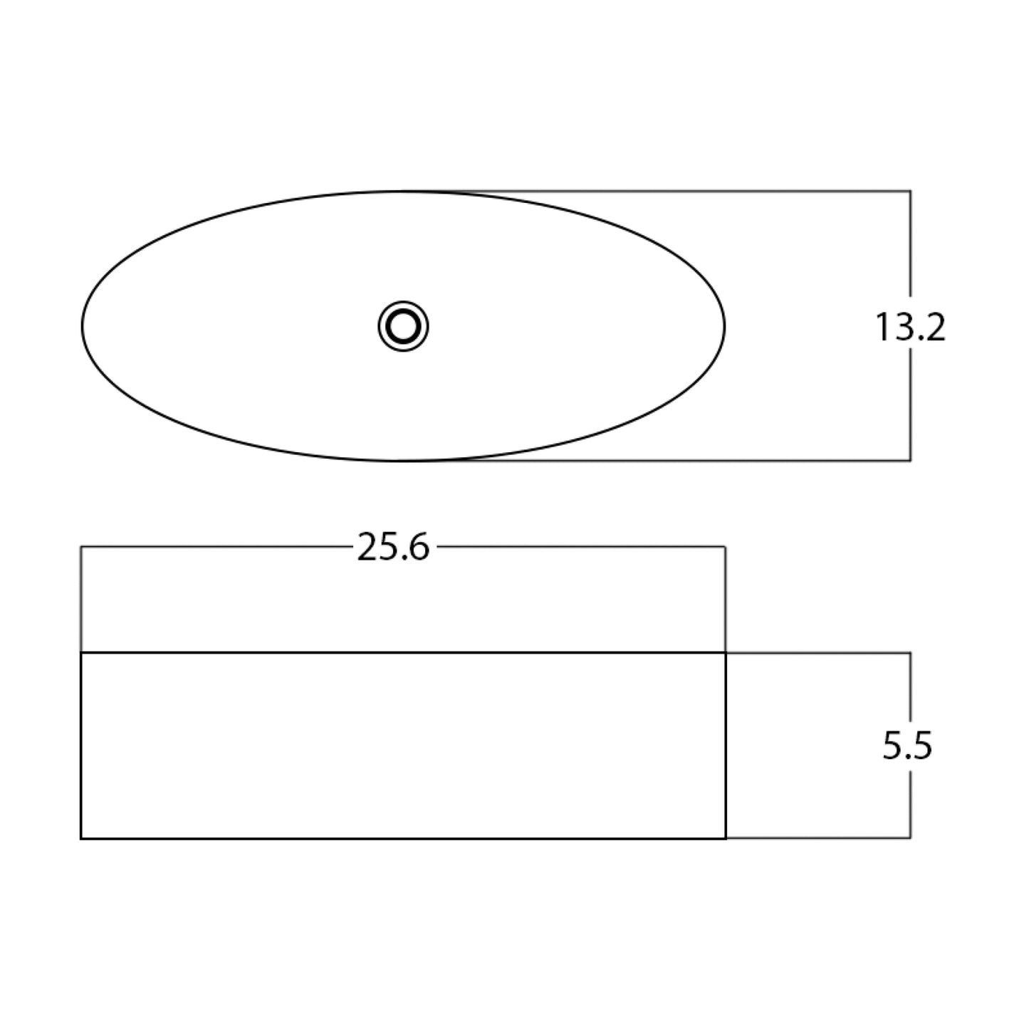 25.6-in. x 13.6-in. Oval Bathroom Vessel Sink White Enamel Glaze