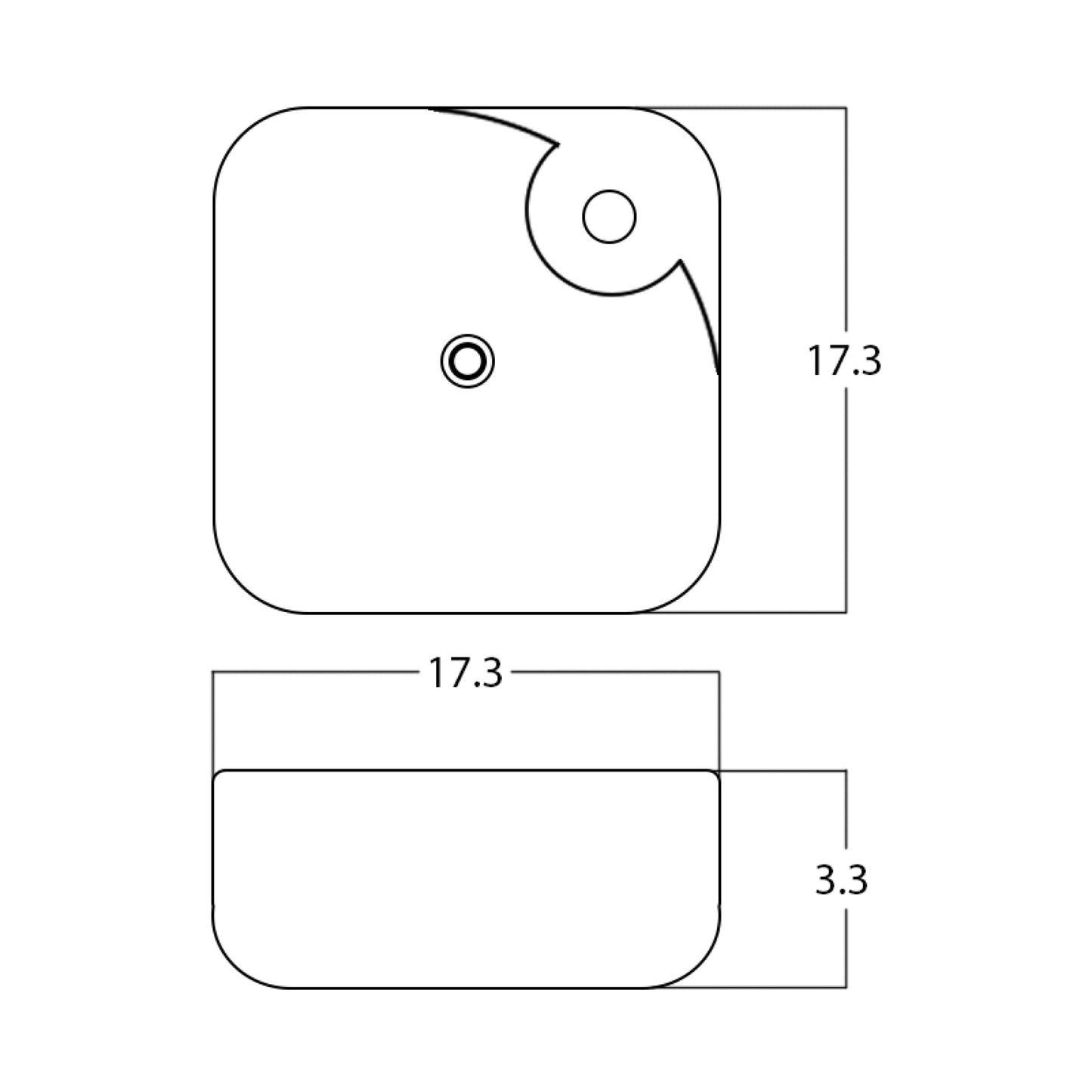 17.3-in. x 17.3-in. Square Bathroom Vessel Sink White Enamel Glaze