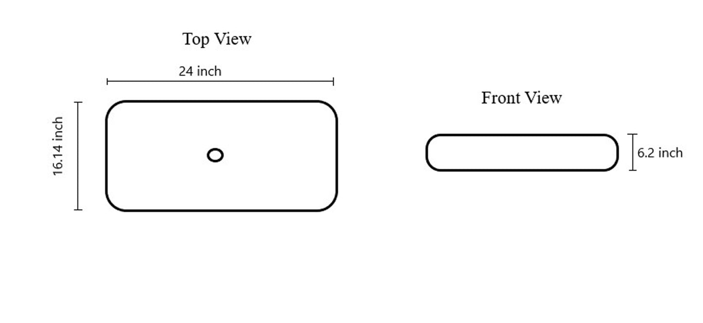 24-in. x 16.14-in. Rectangle Bathroom Vessel Sink White Enamel Glaze