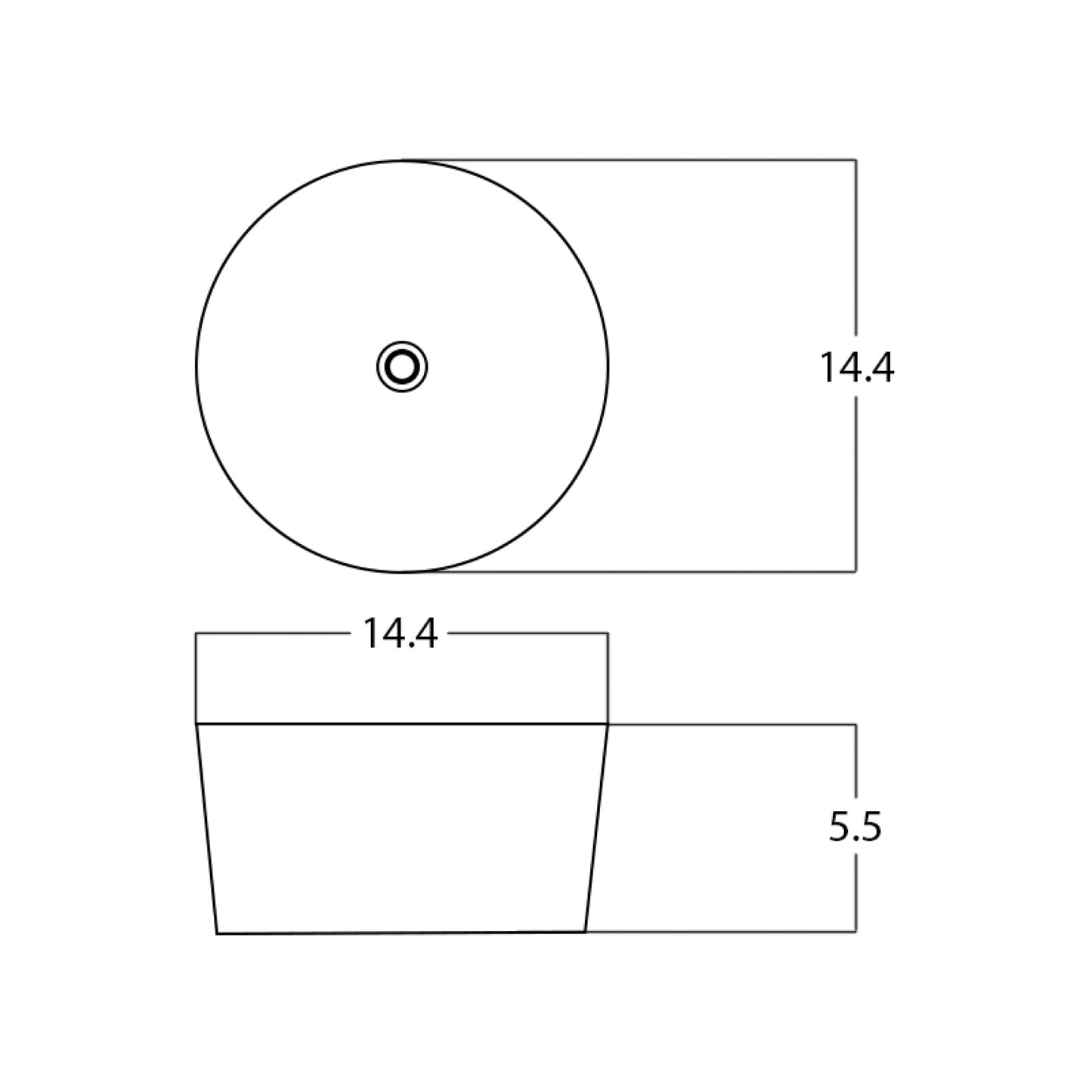 14.4-in. x 14.4-in. Round Bathroom Vessel Sink White Enamel Glaze