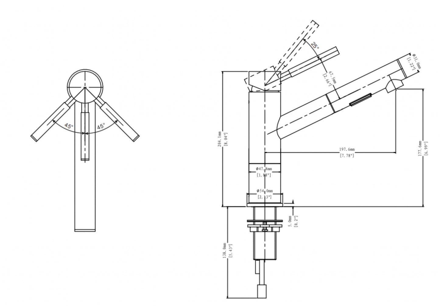 1 Hole Stainless Steel Kitchen Sink Faucet Stainless Steel Stainless Steel