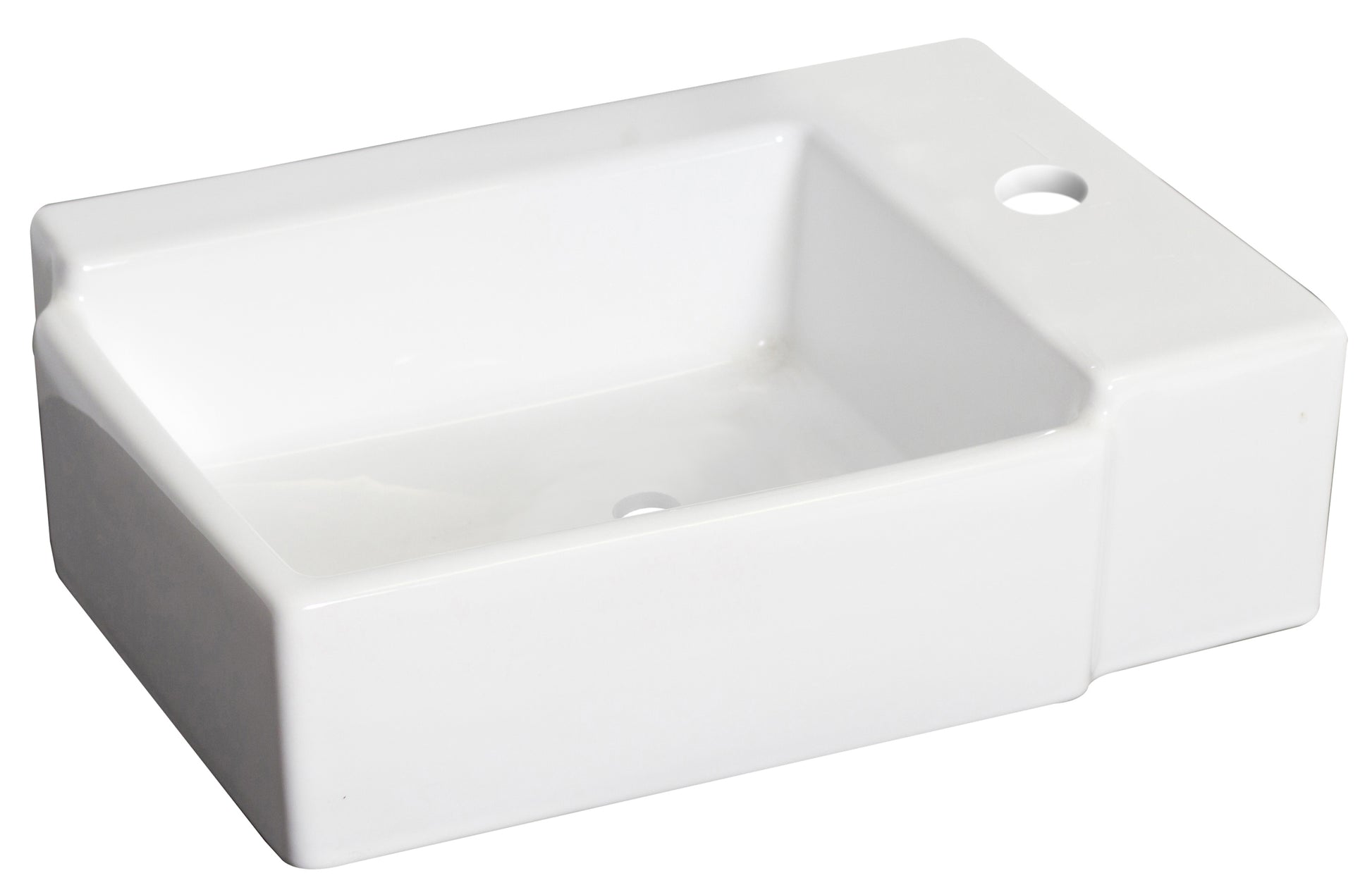 16.25-in. x 11.75-in. Rectangle Bathroom Vessel Sink White Enamel Glaze