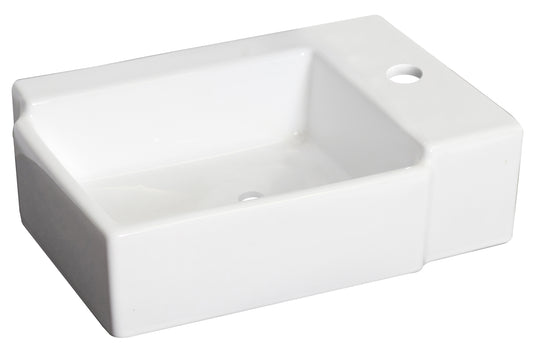 16.25-in. x 11.75-in. Rectangle Bathroom Vessel Sink White Enamel Glaze