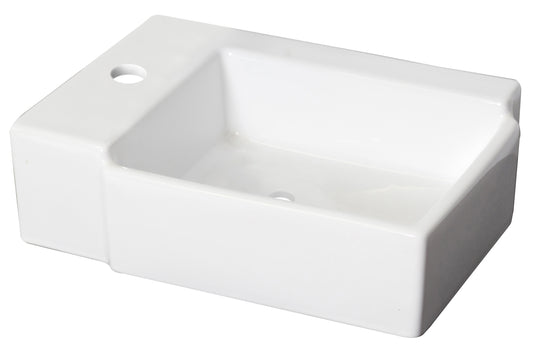 16.25-in. x 11.75-in. Rectangle Bathroom Vessel Sink White Enamel Glaze