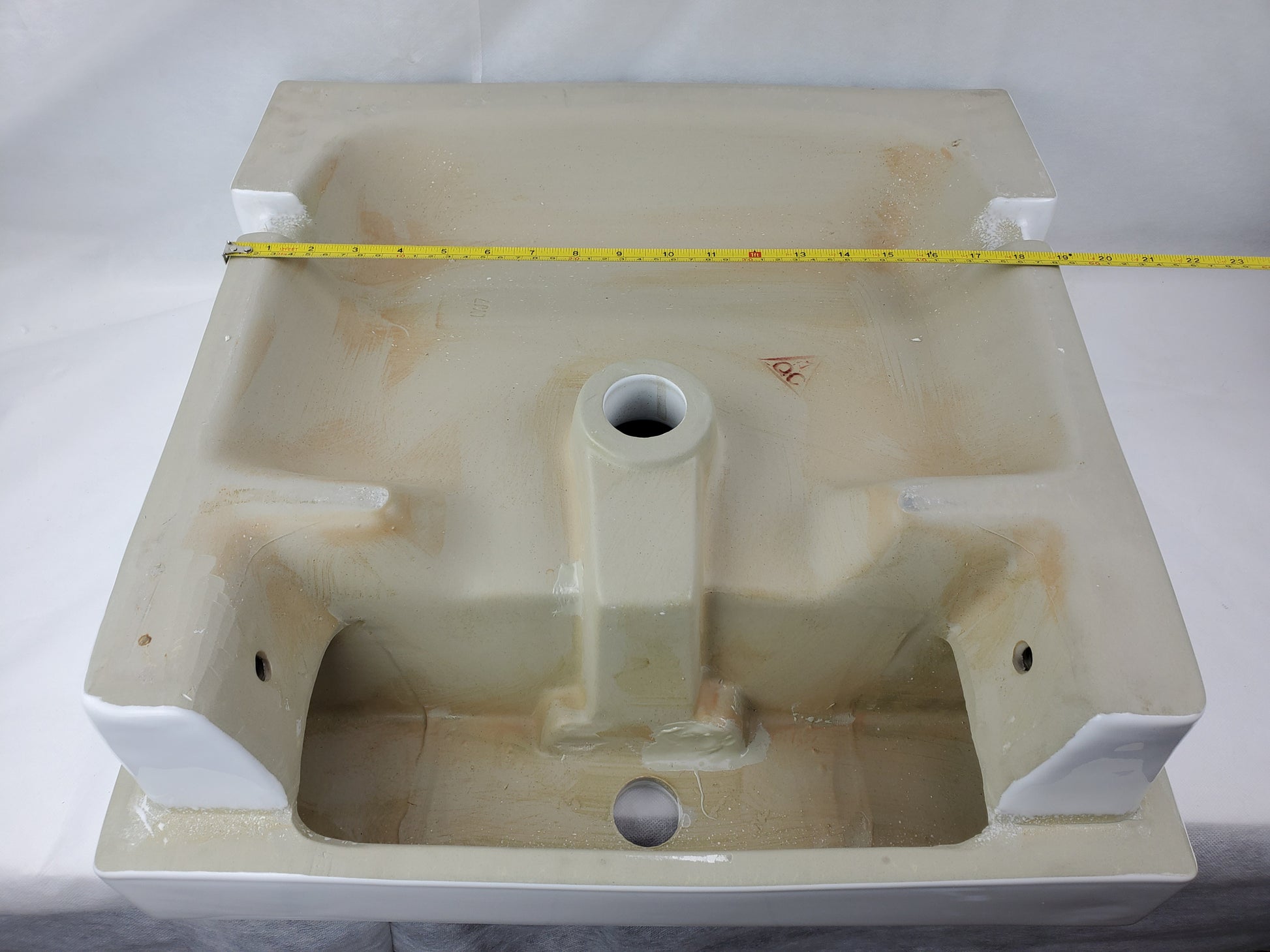 20.25-in. x 19-in. Rectangle Bathroom Vessel Sink White Enamel Glaze