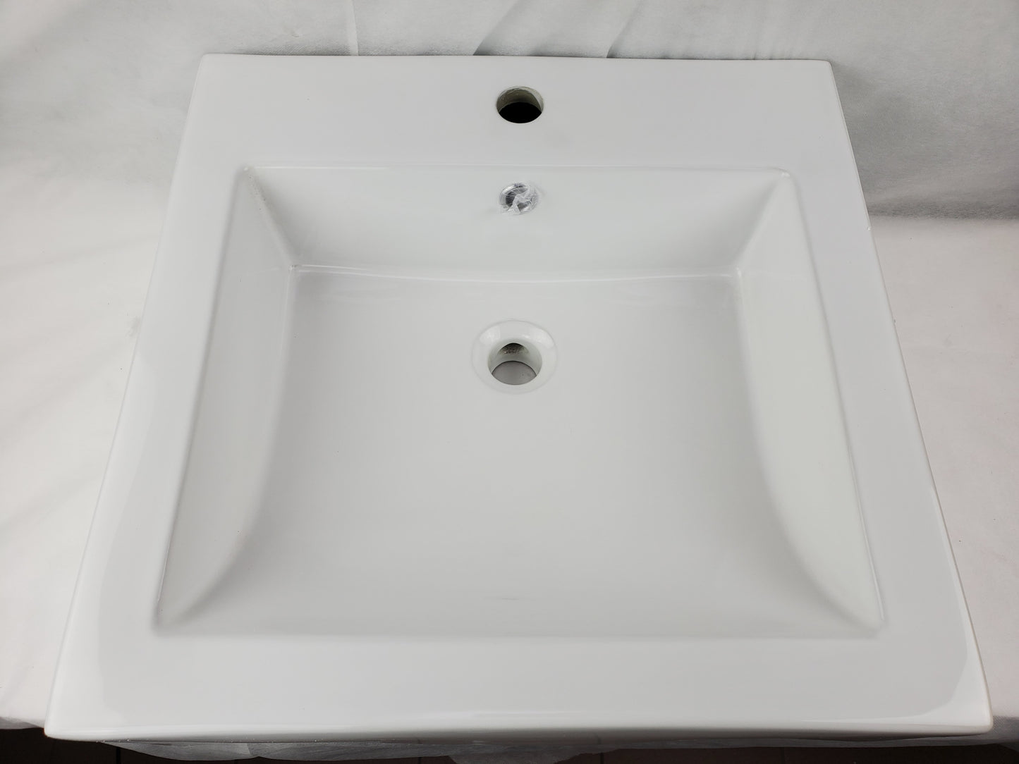 20.25-in. x 19-in. Rectangle Bathroom Vessel Sink White Enamel Glaze