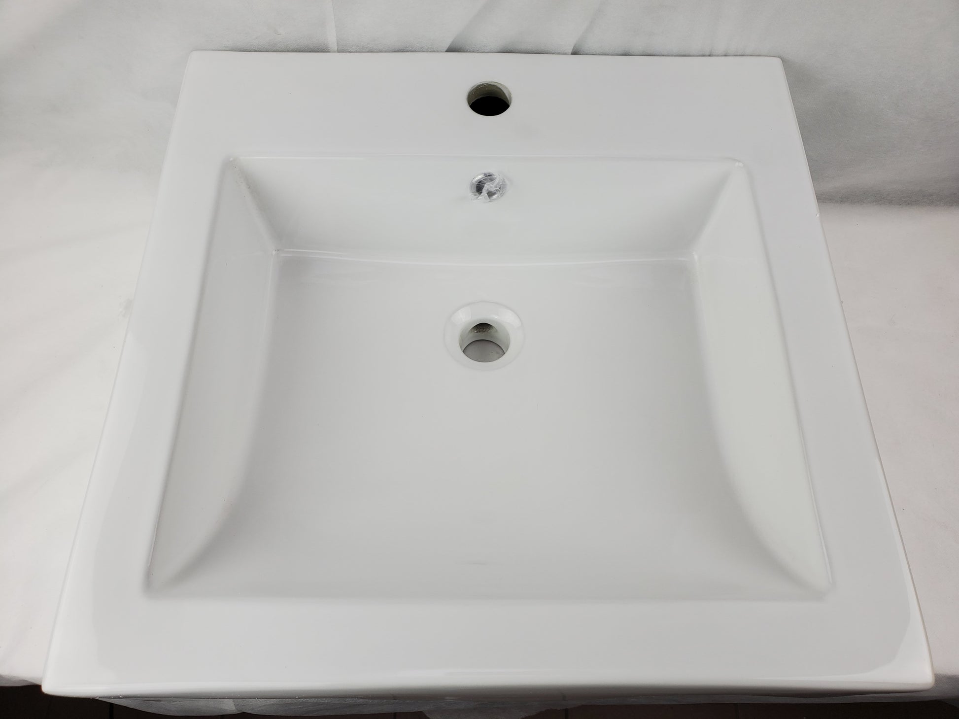 20.25-in. x 19-in. Rectangle Bathroom Vessel Sink White Enamel Glaze