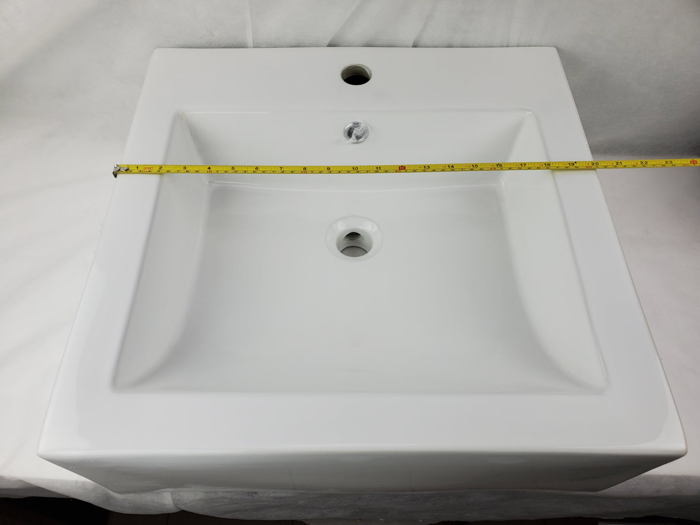 20.25-in. x 19-in. Rectangle Bathroom Vessel Sink White Enamel Glaze