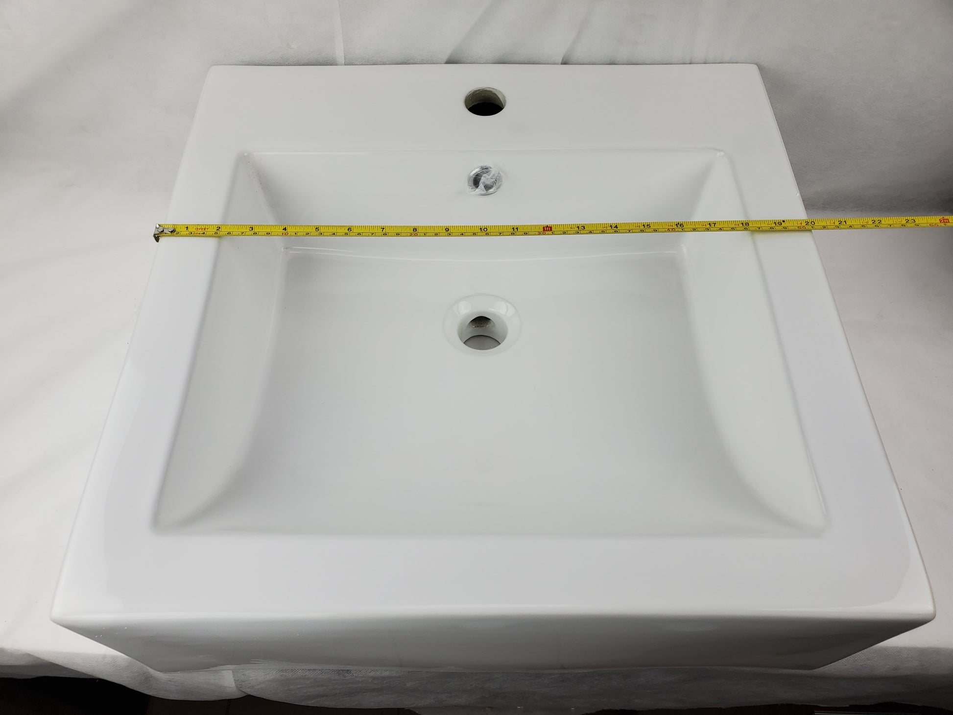 20.25-in. x 19-in. Rectangle Bathroom Vessel Sink White Enamel Glaze