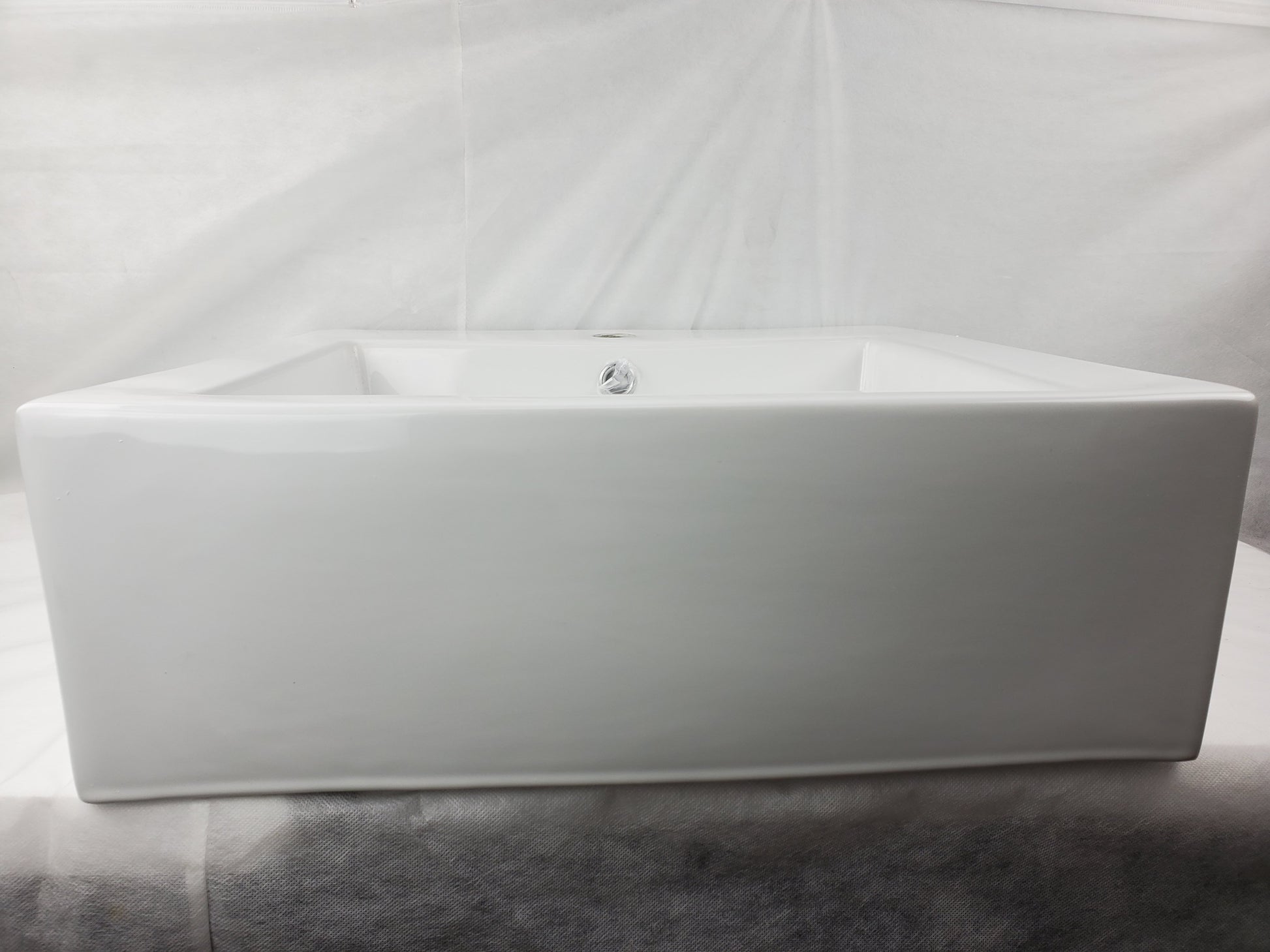20.25-in. x 19-in. Rectangle Bathroom Vessel Sink White Enamel Glaze