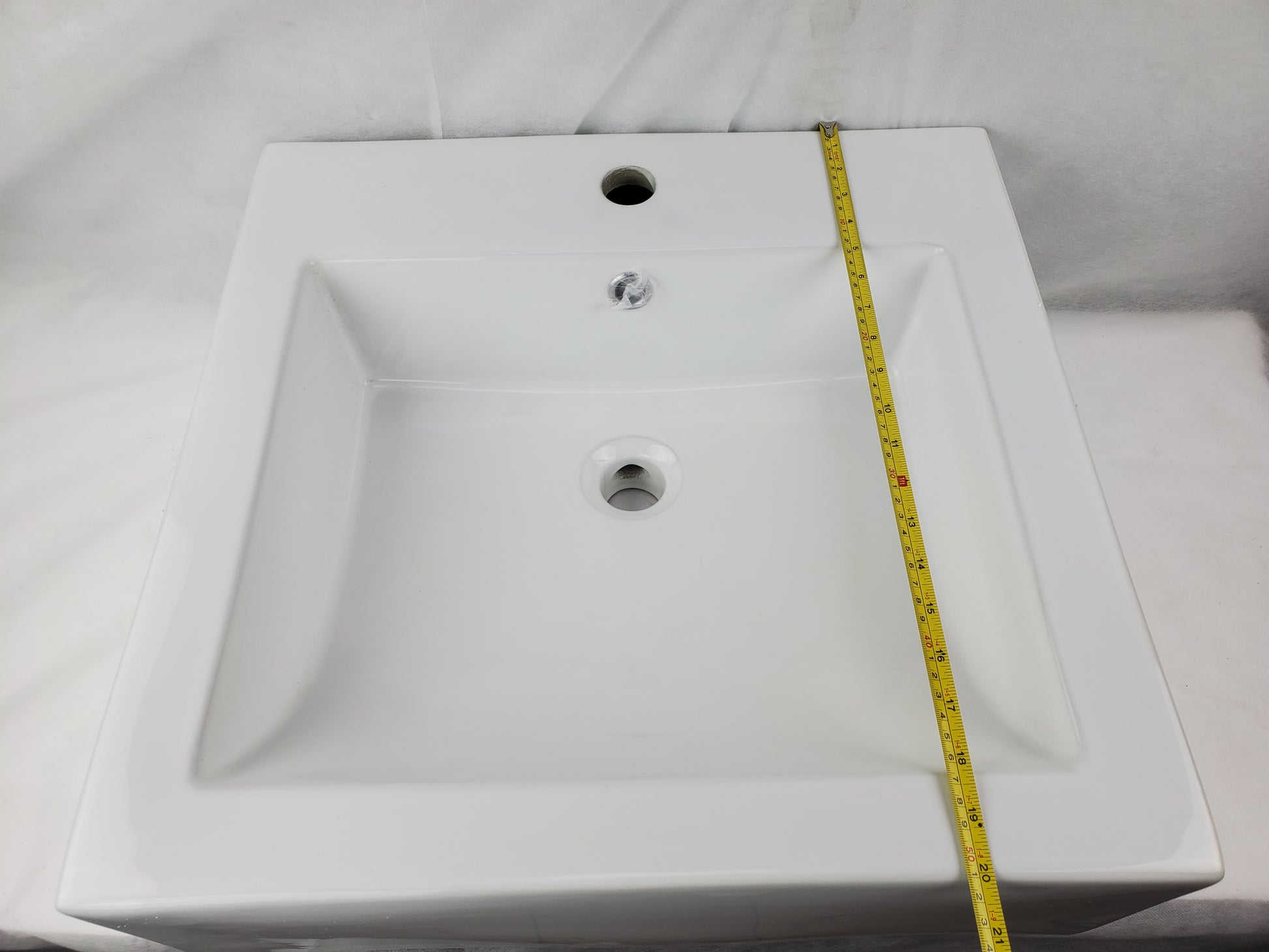 20.25-in. x 19-in. Rectangle Bathroom Vessel Sink White Enamel Glaze