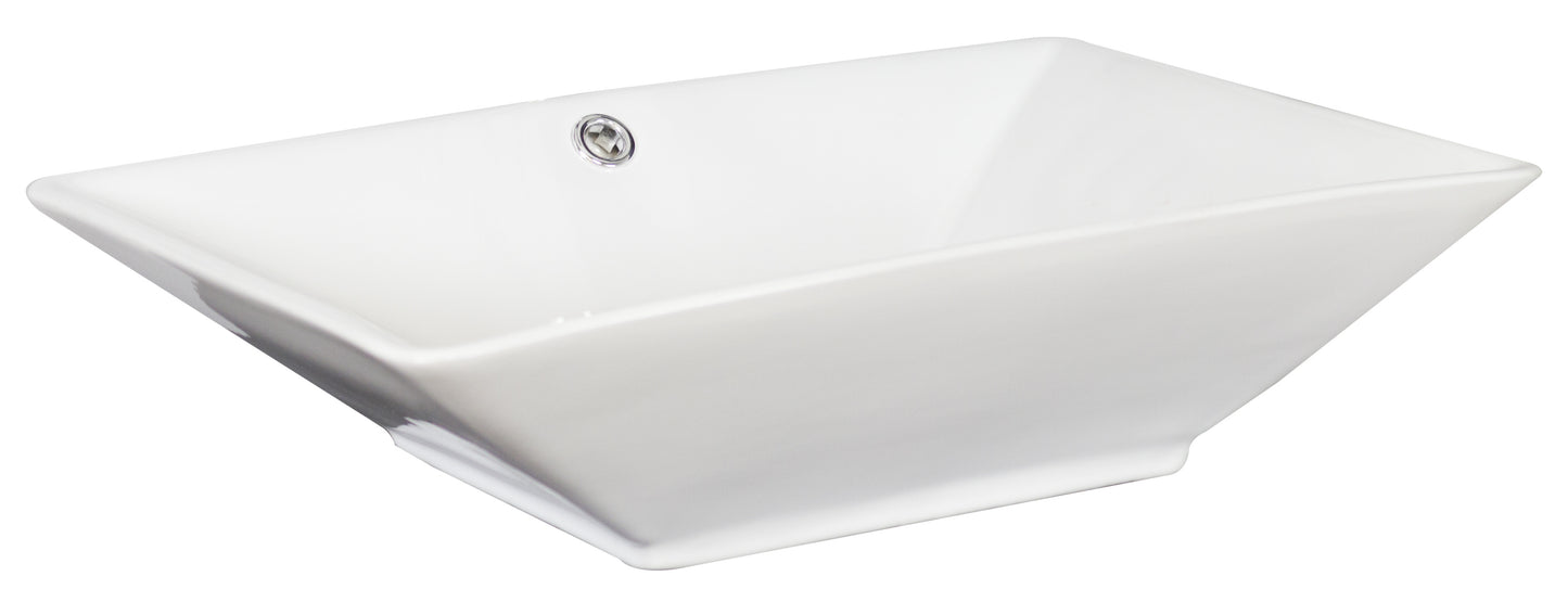 22-in. x 14.75-in. Rectangle Bathroom Vessel Sink White Enamel Glaze