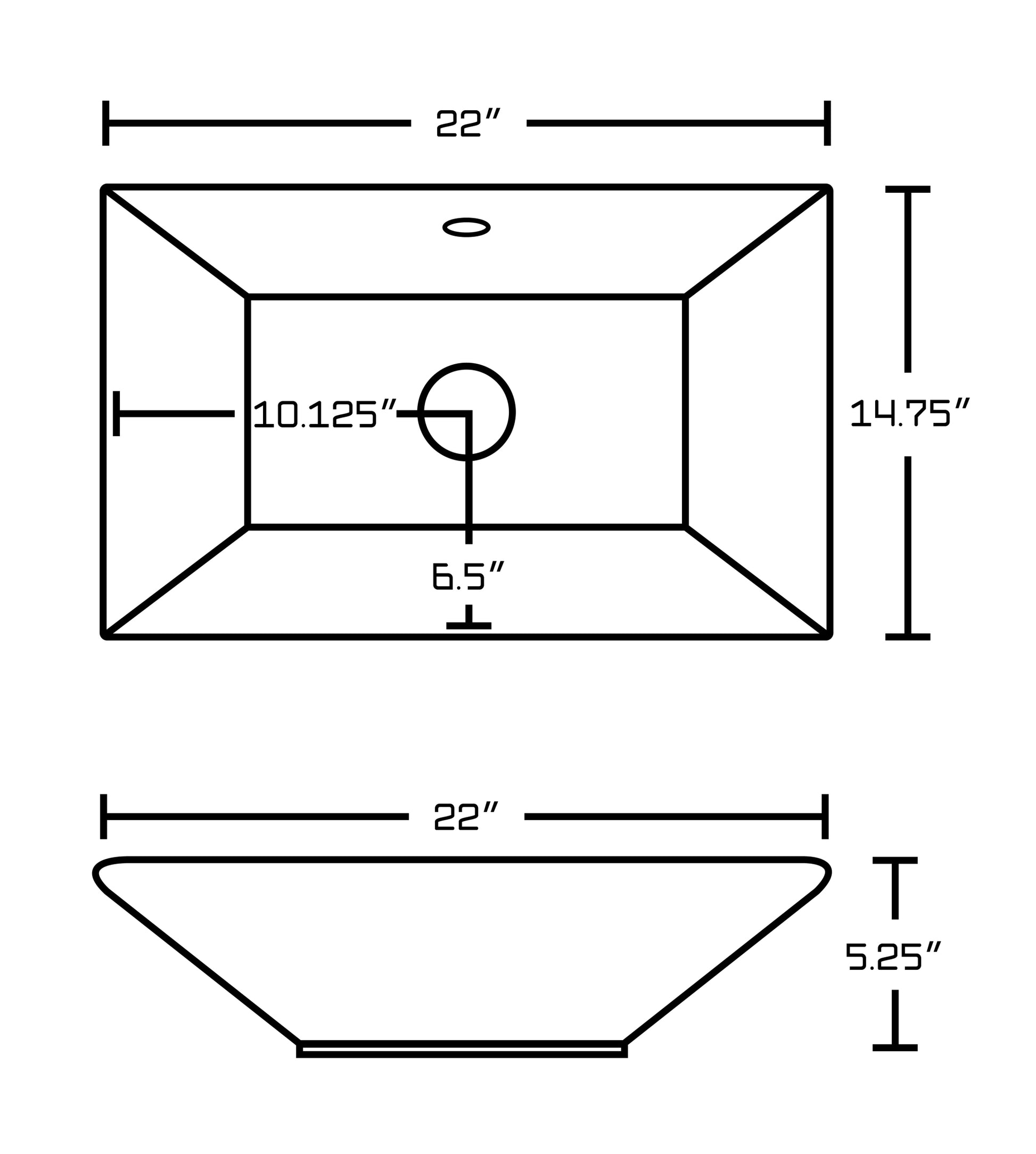 22-in. x 14.75-in. Rectangle Bathroom Vessel Sink White Enamel Glaze