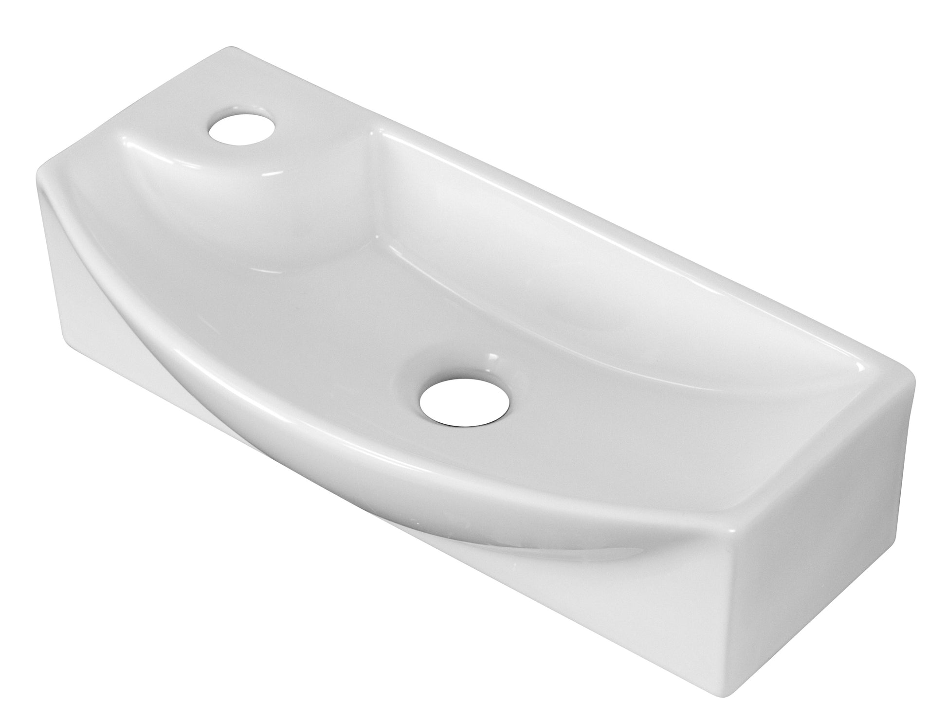17.75-in. x 8.75-in. Rectangle Bathroom Vessel Sink White Enamel Glaze