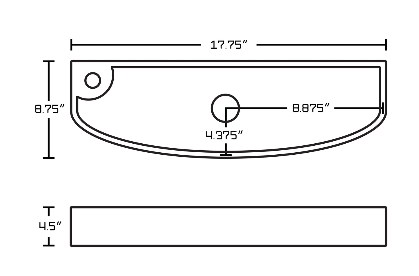 17.75-in. x 8.75-in. Rectangle Bathroom Vessel Sink White Enamel Glaze
