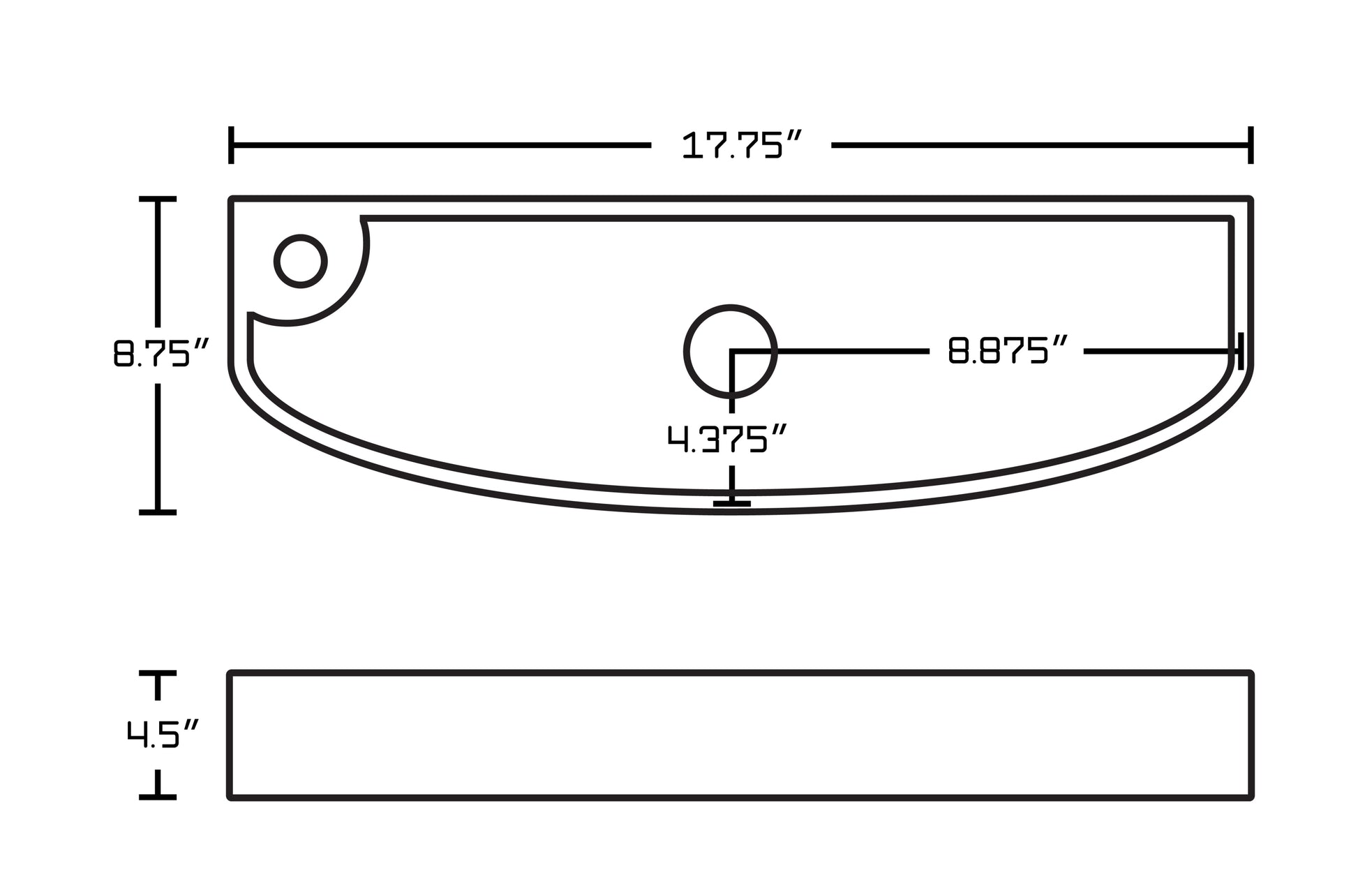 17.75-in. x 8.75-in. Rectangle Bathroom Vessel Sink White Enamel Glaze