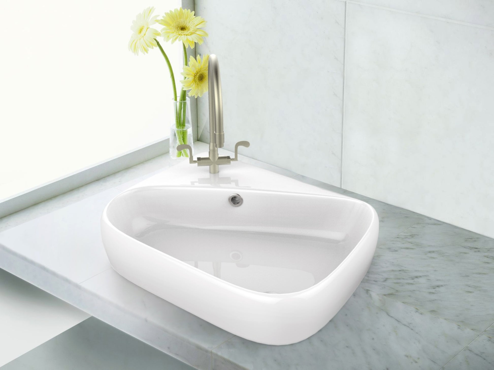 17.5-in. x 11-in. Rectangle Bathroom Vessel Sink White Enamel Glaze