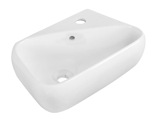 17.5-in. x 11-in. Rectangle Bathroom Vessel Sink White Enamel Glaze