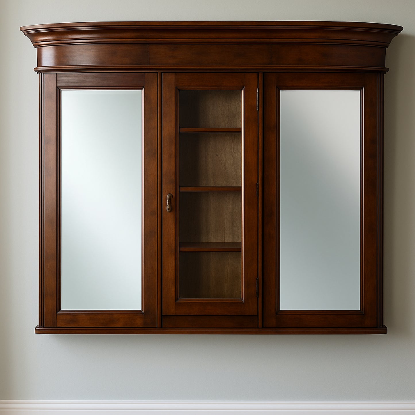 62-in. W 45.25-in. H Traditional Birch Wood-Veneer Wood Mirror In Antique Cherry