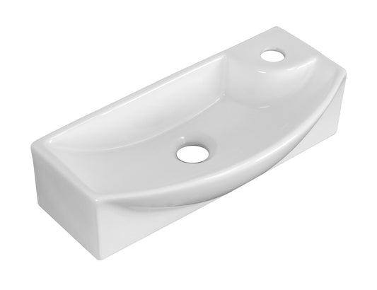 17.75-in. x 8.75-in. Rectangle Bathroom Vessel Sink White Enamel Glaze