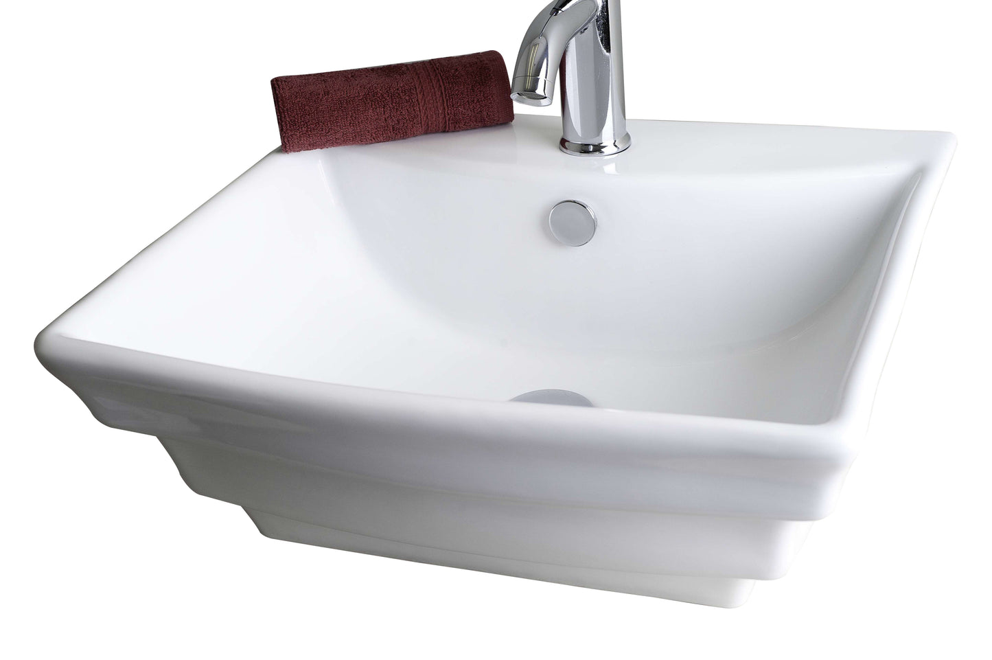 19.75-in. x 17-in. Rectangle Bathroom Vessel Sink White Enamel Glaze