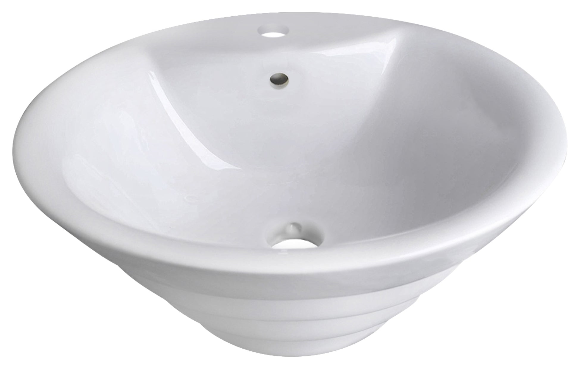 19.25-in. x 19.25-in. Round Bathroom Vessel Sink White Enamel Glaze