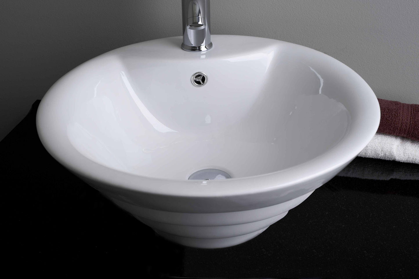 19.25-in. x 19.25-in. Round Bathroom Vessel Sink White Enamel Glaze