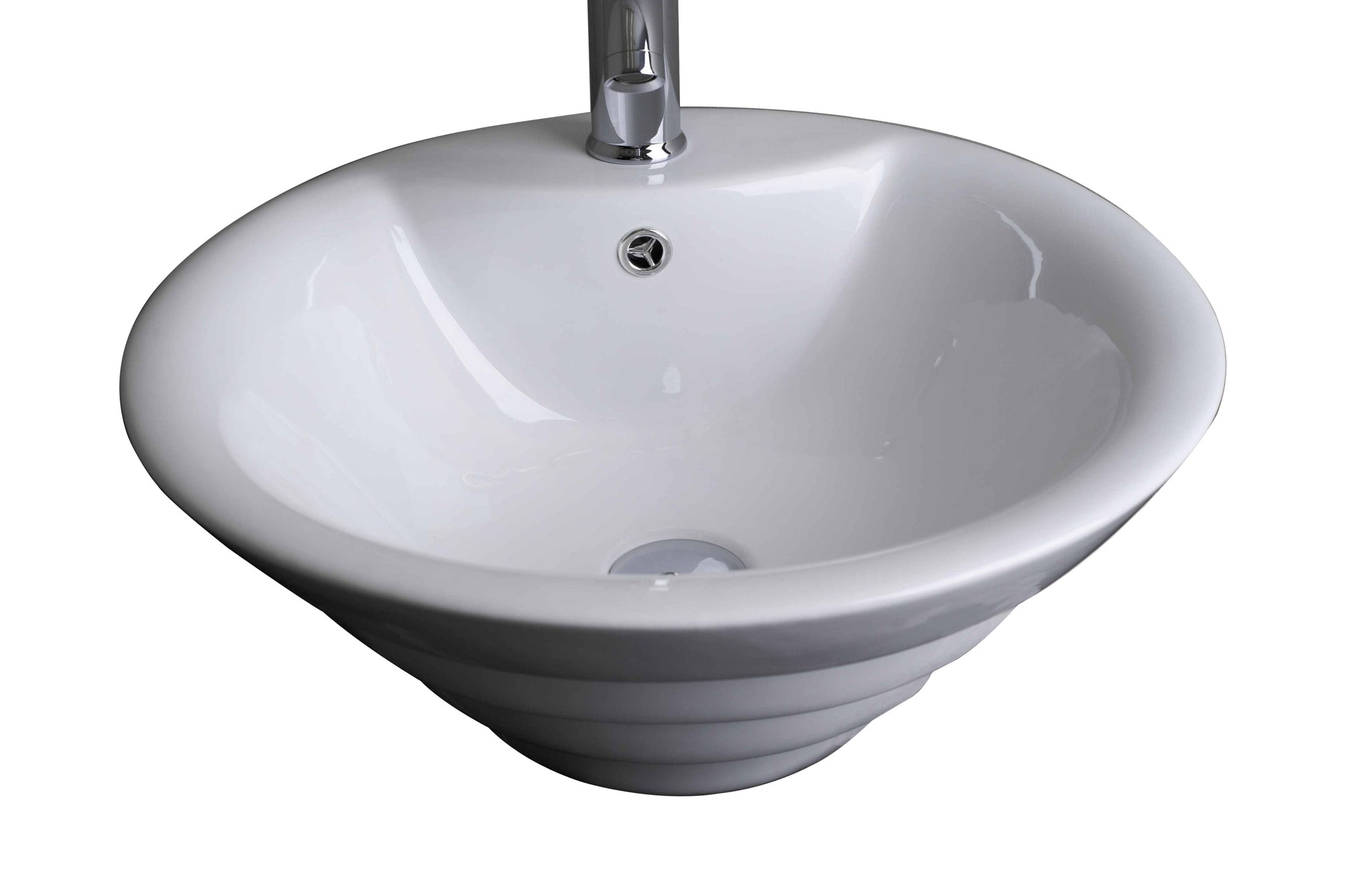 19.25-in. x 19.25-in. Round Bathroom Vessel Sink White Enamel Glaze