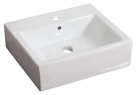 21-in. x 16.5-in. Rectangle Bathroom Vessel Sink White Enamel Glaze