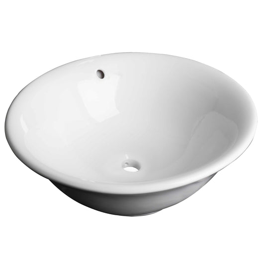 17-in. x 17-in. Round Bathroom Vessel Sink White Enamel Glaze