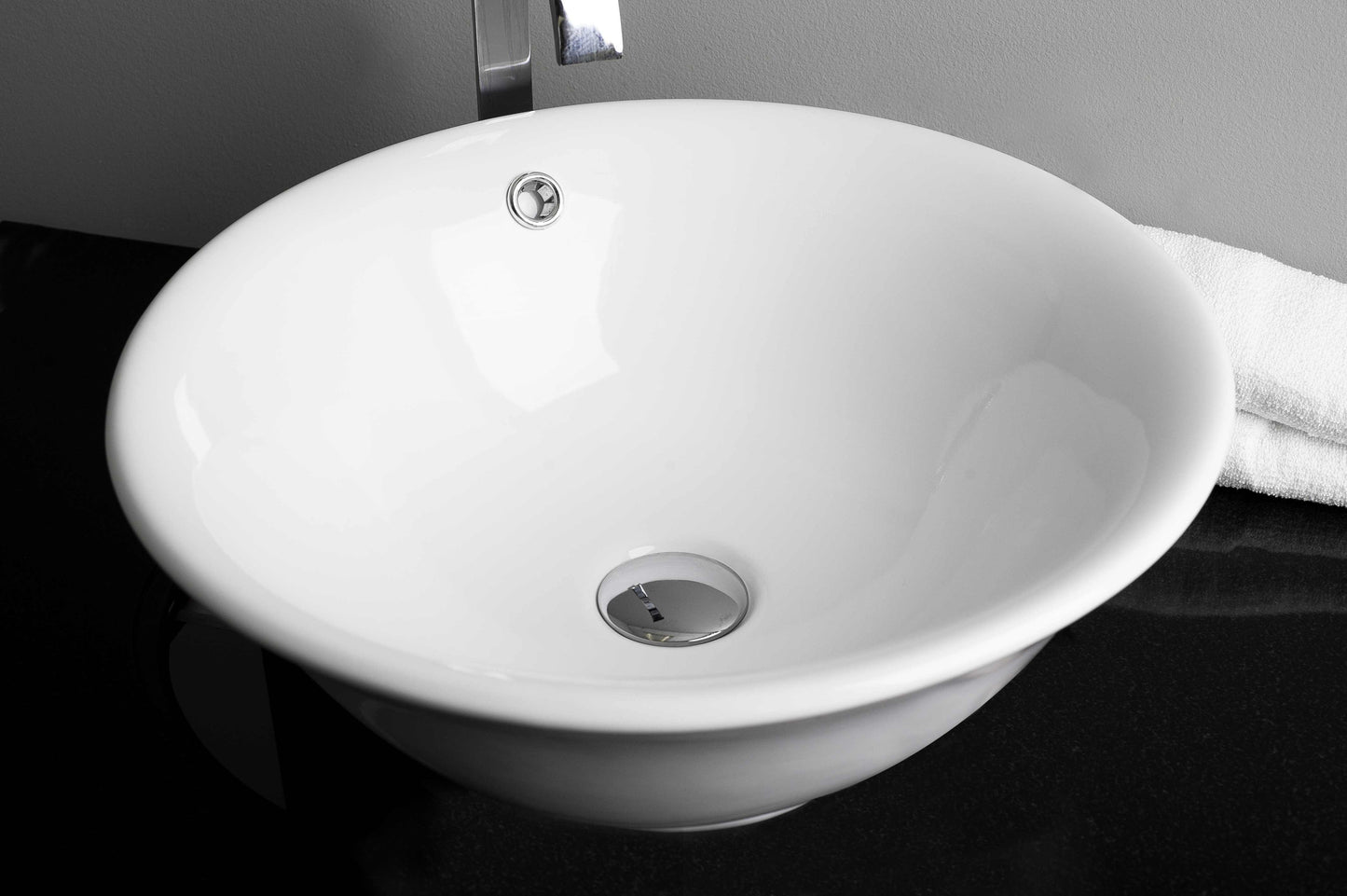 17-in. x 17-in. Round Bathroom Vessel Sink White Enamel Glaze