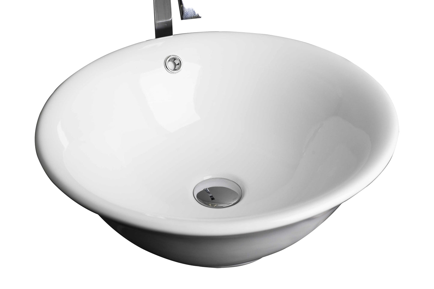 17-in. x 17-in. Round Bathroom Vessel Sink White Enamel Glaze