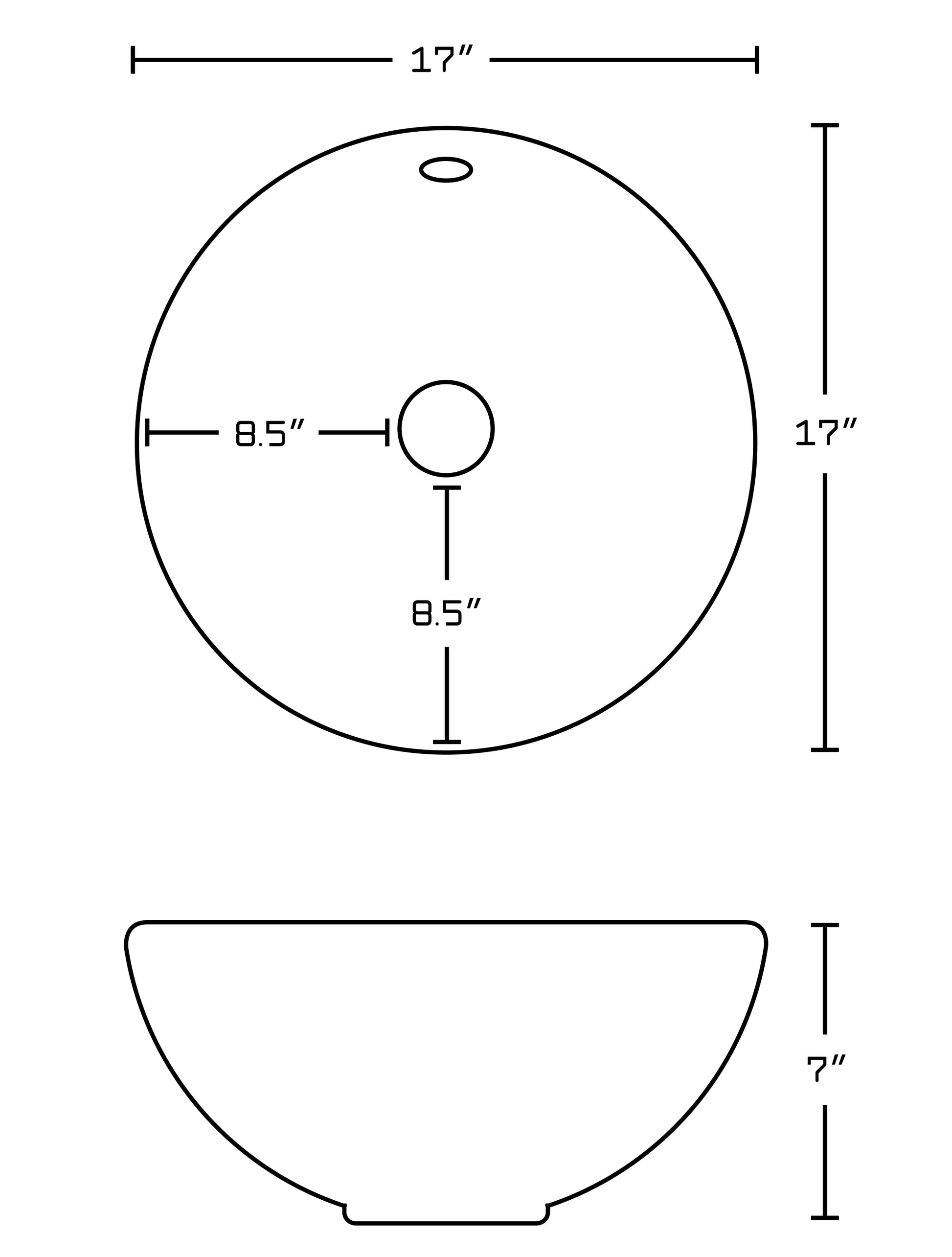 17-in. x 17-in. Round Bathroom Vessel Sink White Enamel Glaze