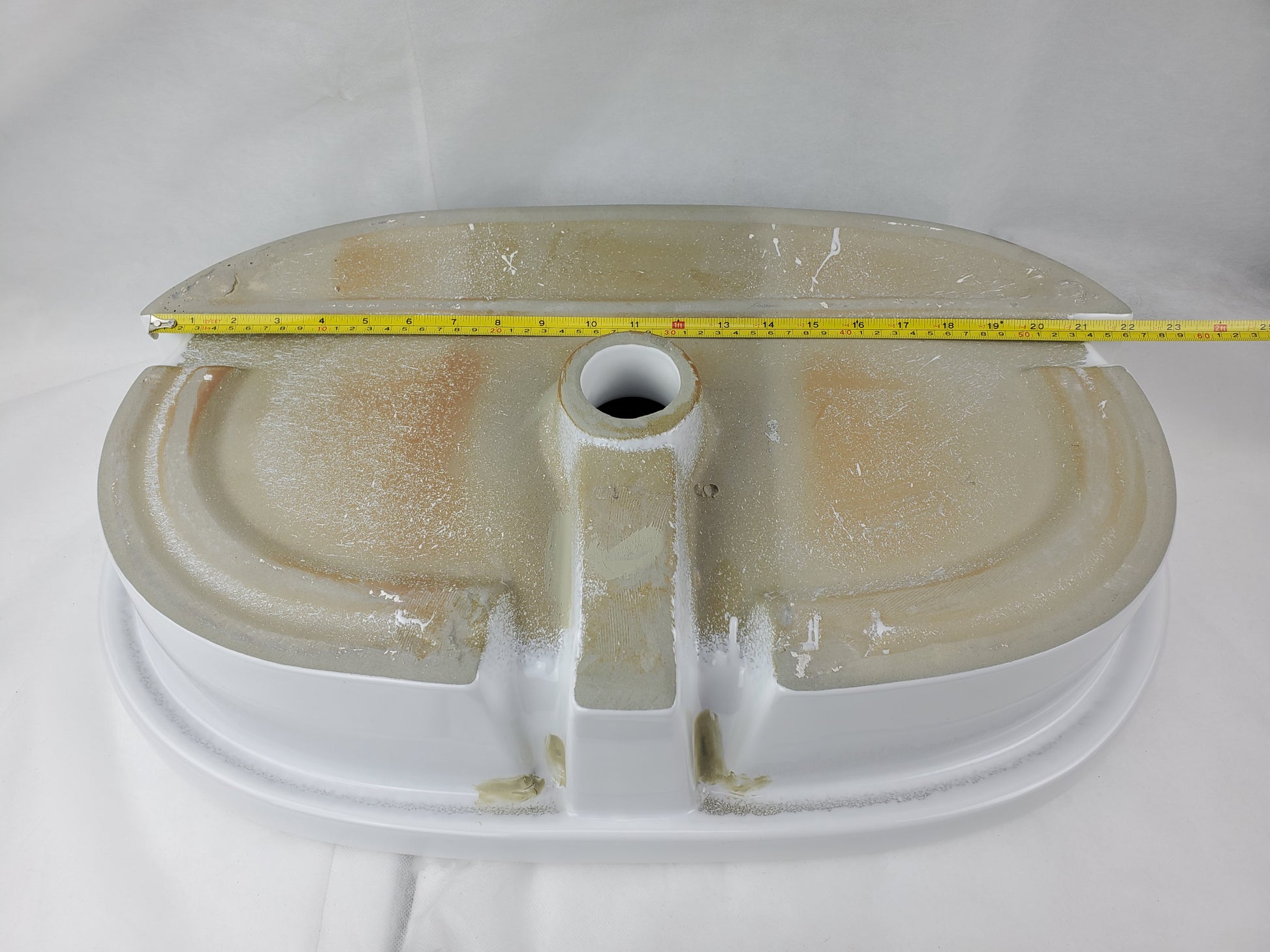 25.25-in. x 14.5-in. Oval Bathroom Vessel Sink White Enamel Glaze