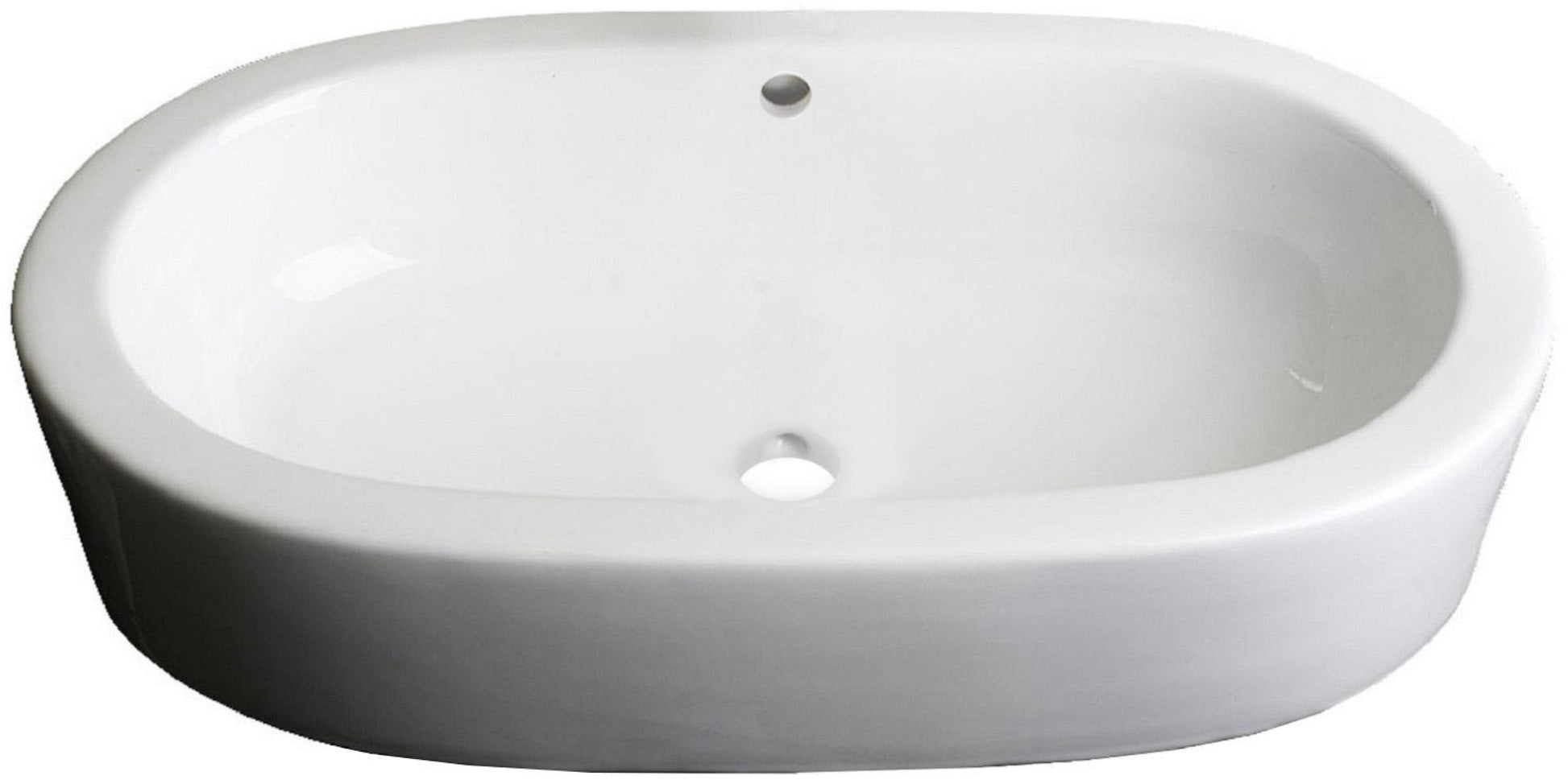 25.25-in. x 14.5-in. Oval Bathroom Vessel Sink White Enamel Glaze